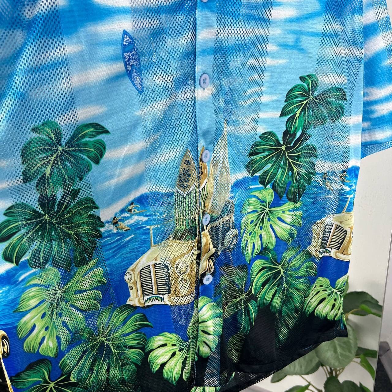 Vintage Hawaii Meshes Shirt Summer Button Up Over Print Y2k Size US L / EU 52-54 / 3 - 3 Thumbnail