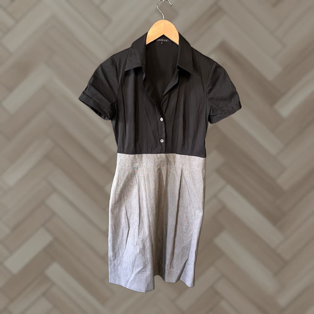 Theory Theory Shirt Dress Womens Black Short Sleeve Size 4 Knee Length Ladies Womens Size S / US 4 / IT 40 - 1 Thumbnail