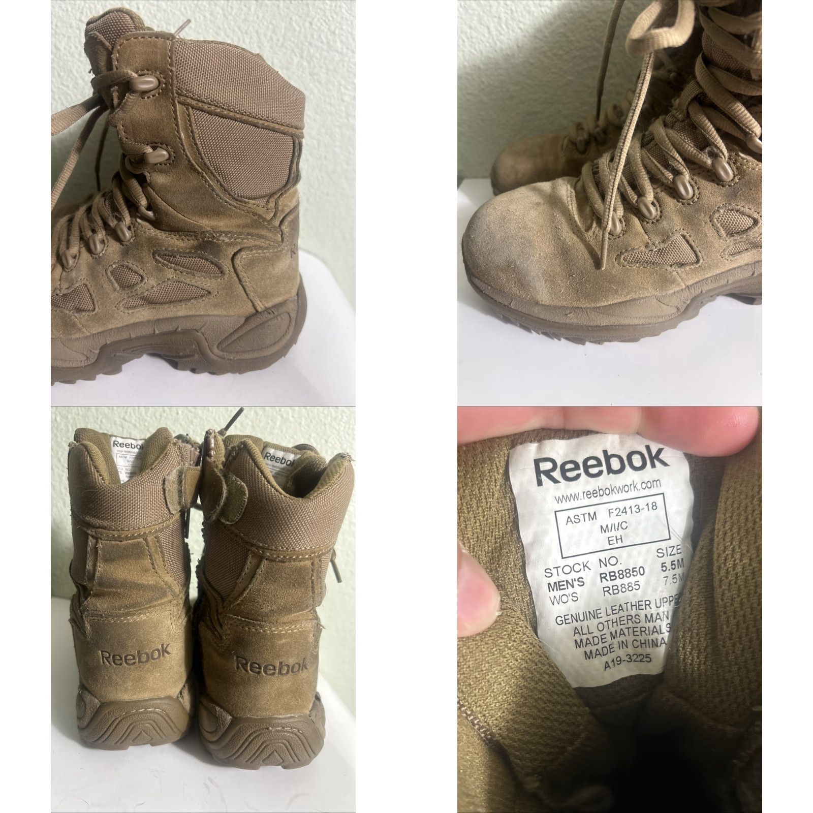 Reebok Reebok Rapid Response Combat Boots Steel Toe Zip Side Boots Mid-Calf Beige Mens Womens 5.5 7.5 Leather Arch Support Slip Non-Slip Water Resistant Size US 6 / IT 36 - 9 Thumbnail