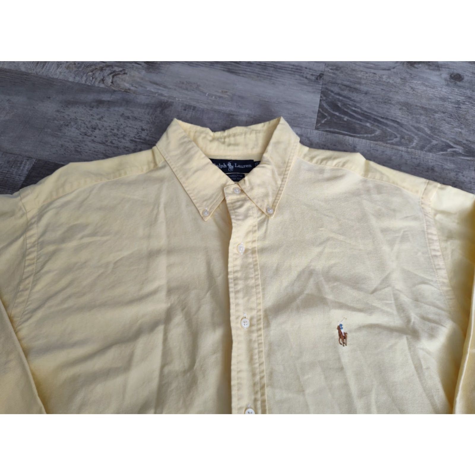 Ralph Lauren VINTAGE Ralph Lauren Yarmouth Shirt Dress Shirt 17.5/35 Mens Yellow 100% Cotton Button-Down Classic Polo Pony Preppy Ivy League 90s Mens Size US XL / EU 56 / 4 - 4 Thumbnail