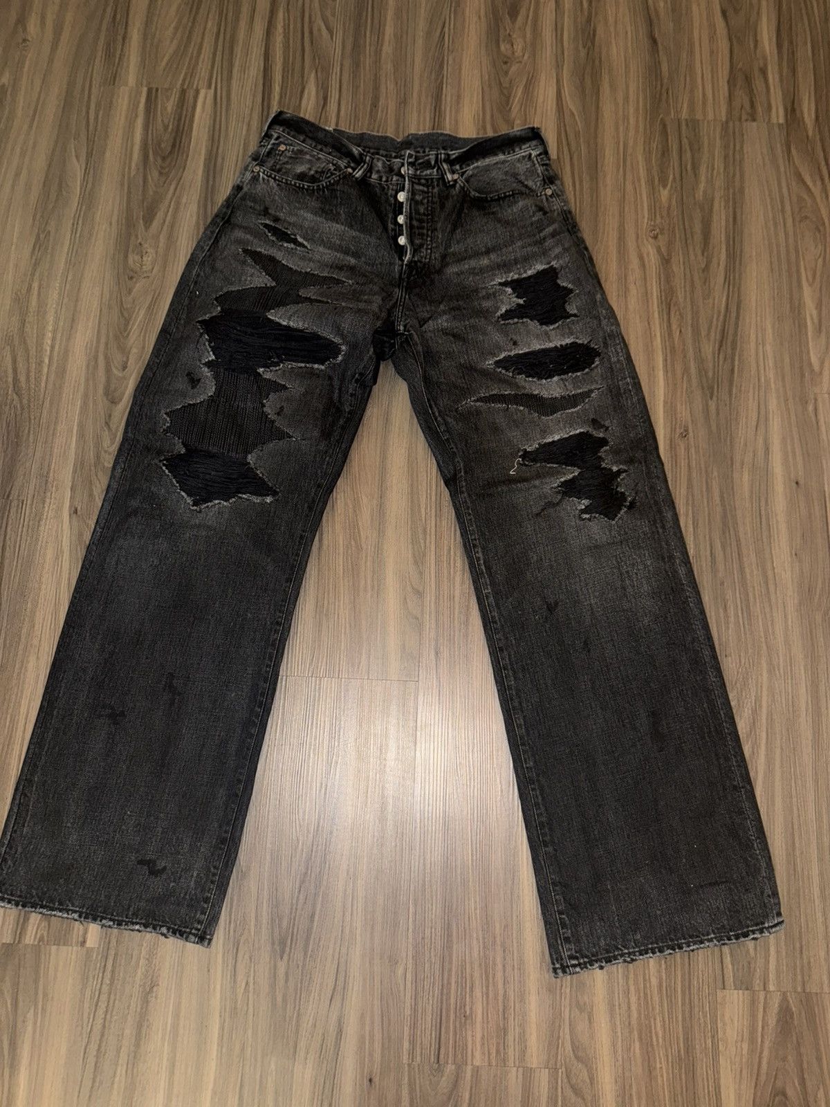 HIDDEN Hidden NY Black Distressed Jeans Men’s 34 Made in Japan Size US 34 / EU 50 - 2 Thumbnail
