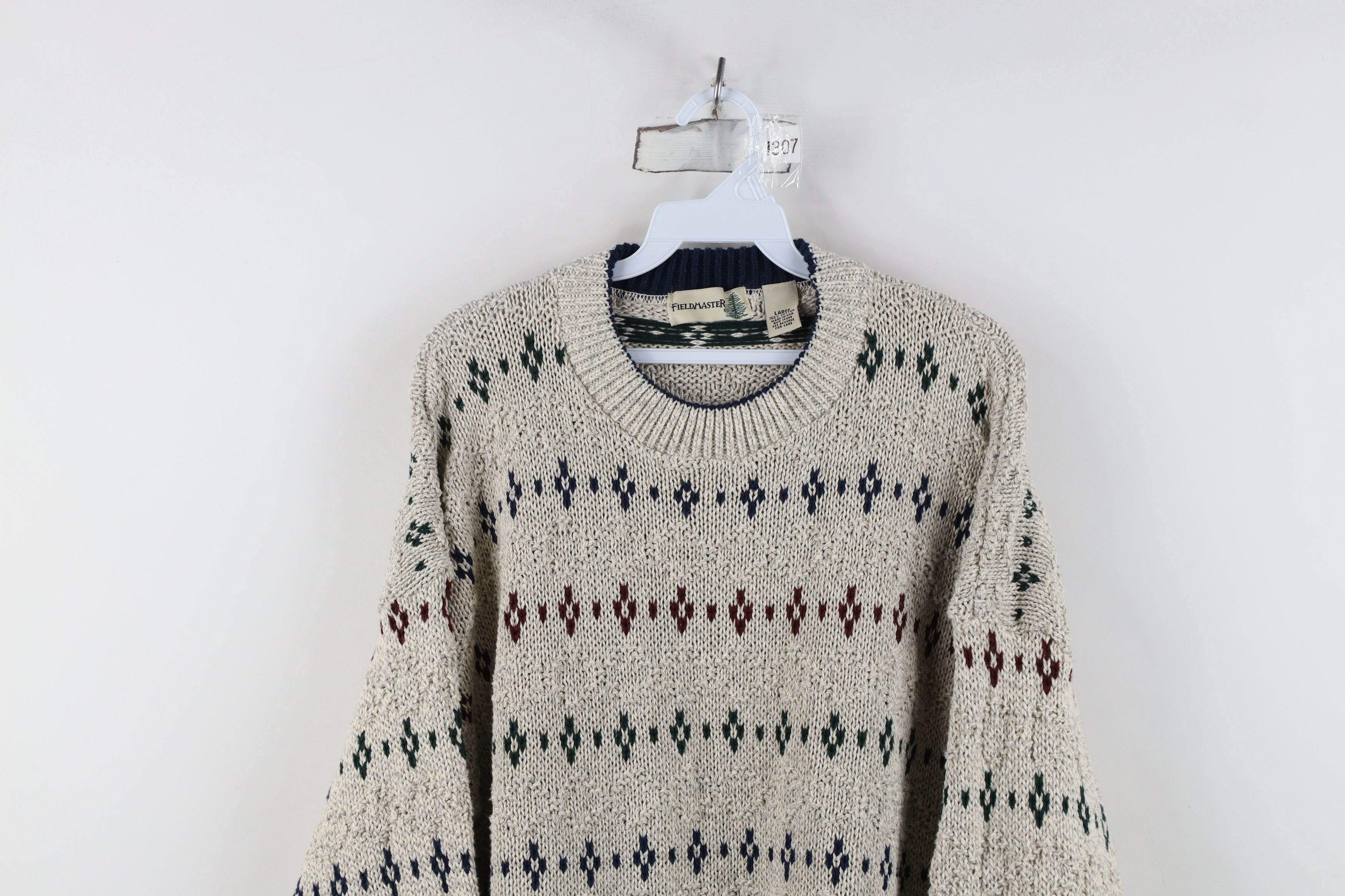 Vintage Vintage 90s Streetwear Geometric Cotton Knit Sweater USA Size US L / EU 52-54 / 3 - 2 Thumbnail