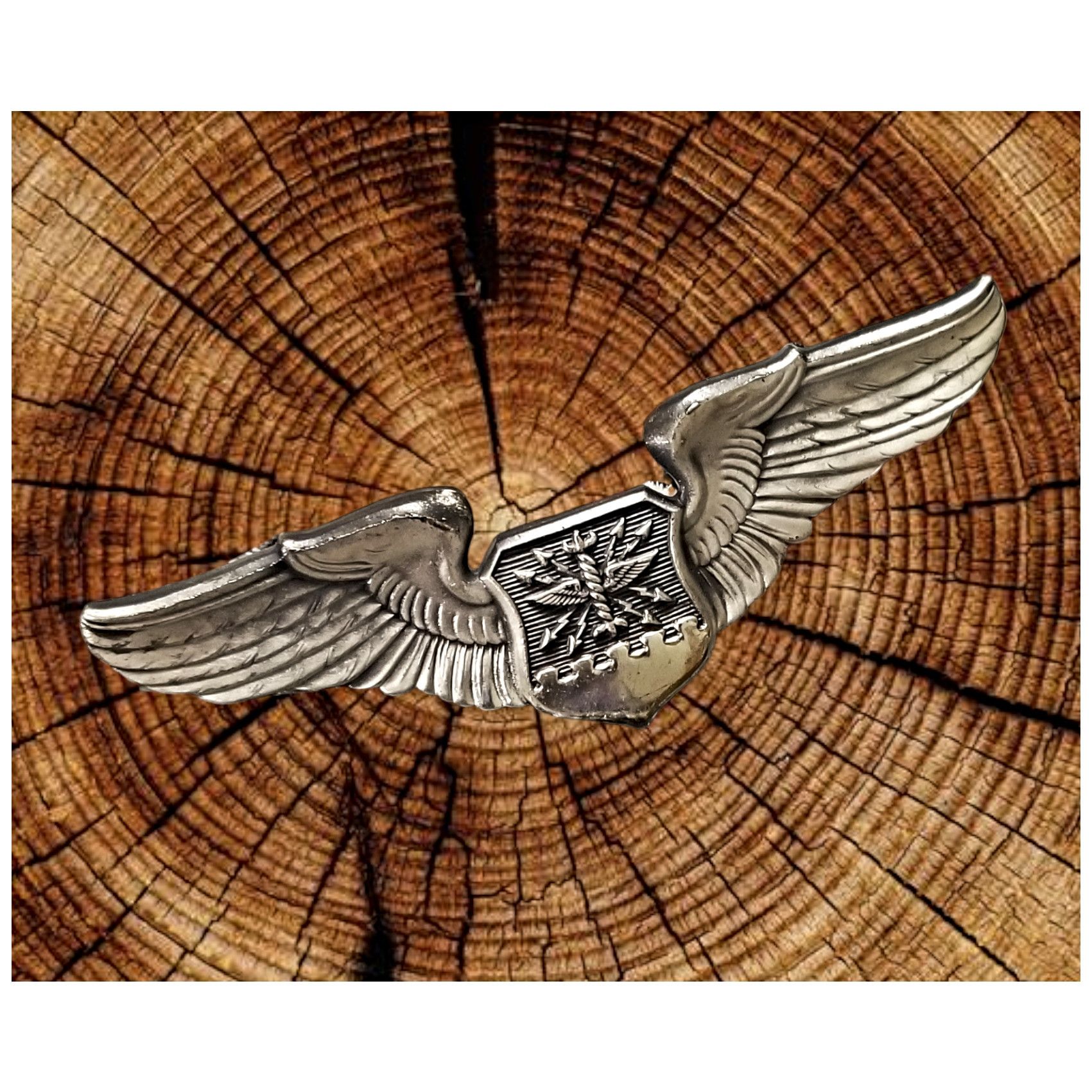 Sterling Silver AUTHENTIC VINTAGE USAF NAVIGATOR WINGS LAPEL PIN- 3"X1" Size ONE SIZE - 1 Thumbnail