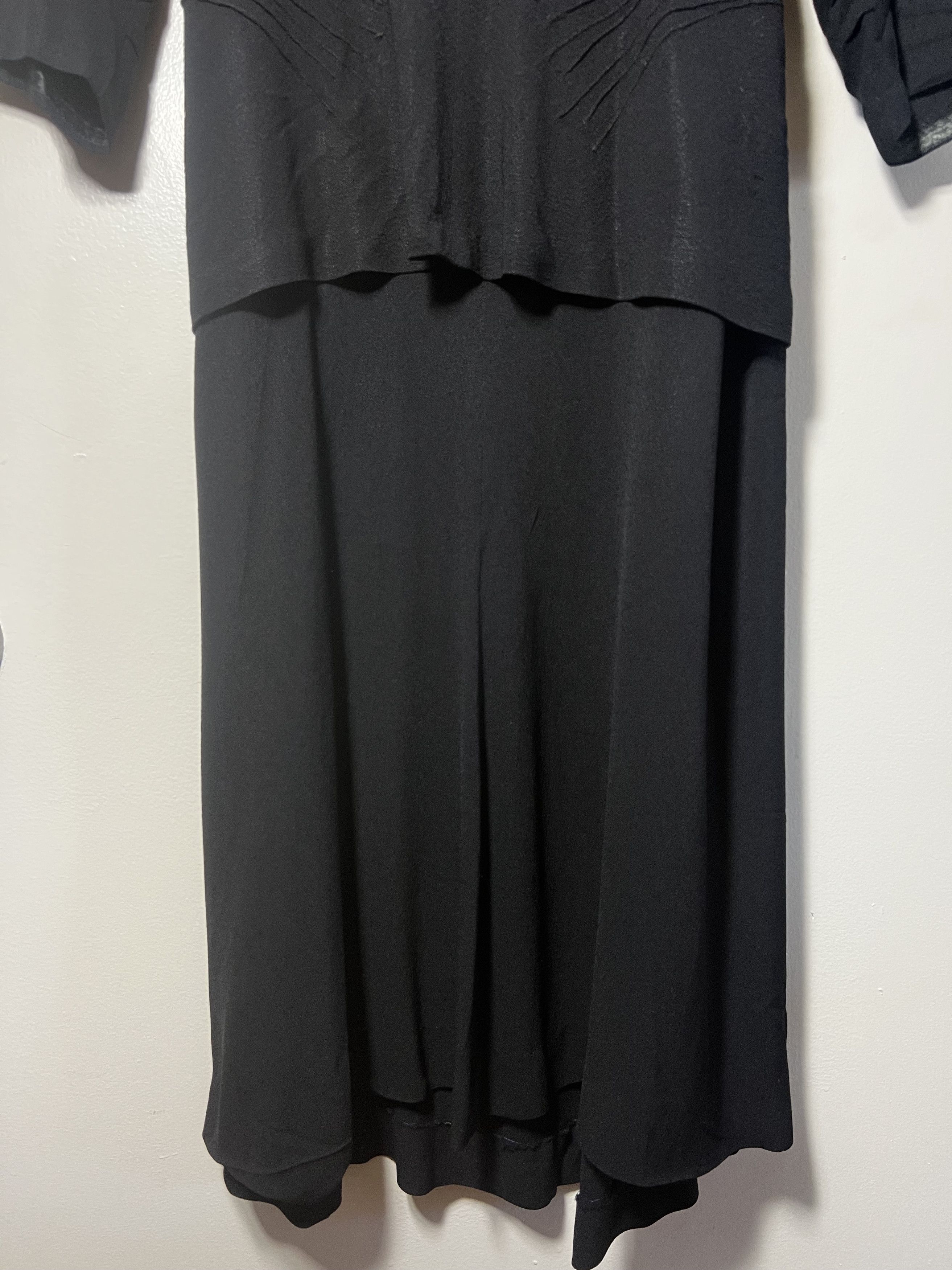Vintage Vintage 1940's Black Sheer Ruched Afternoon Dress Size L / US 10 / IT 46 - 4 Thumbnail