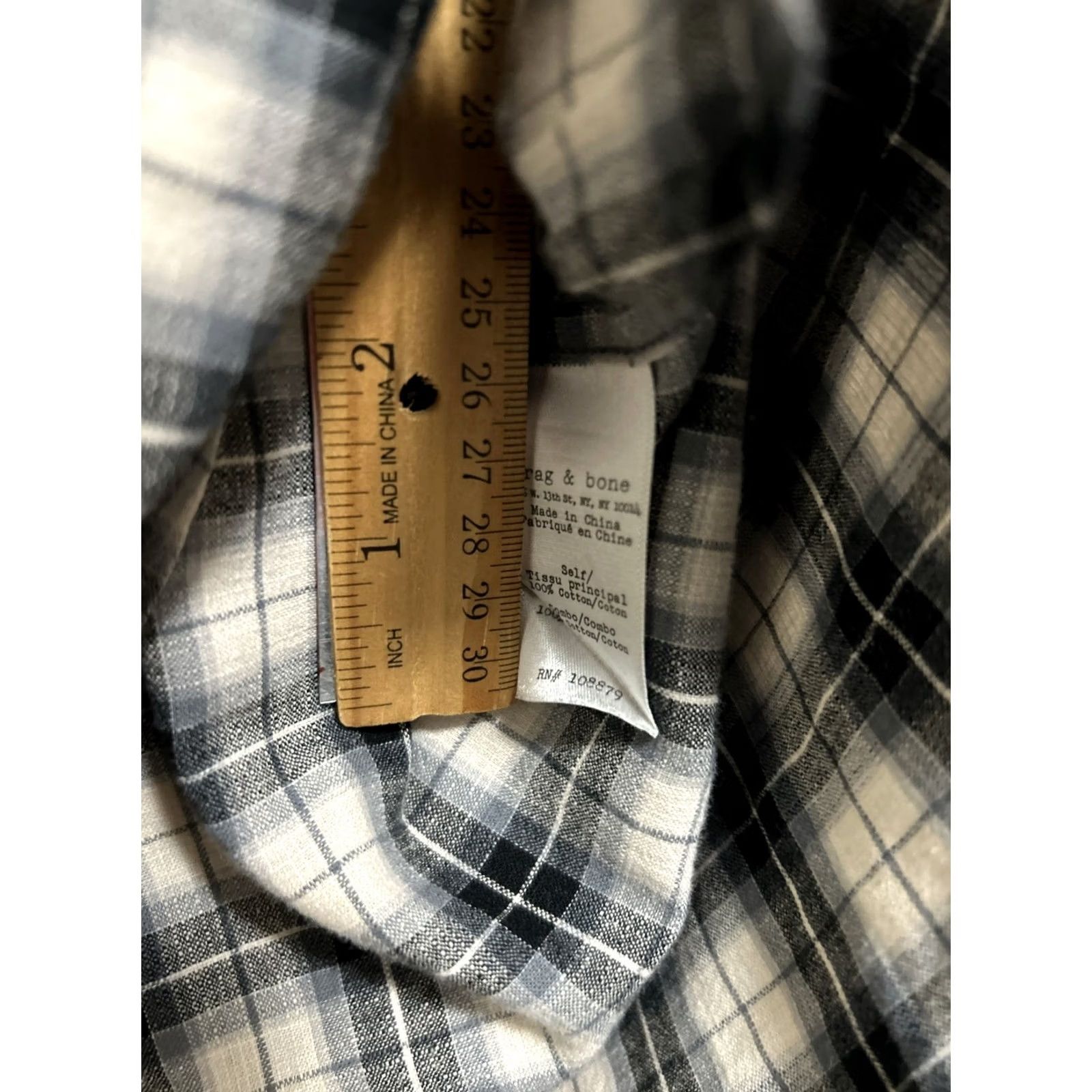 Rag & Bone Rag & Bone Shirt Mens M White Black Tailored Workwear Plaid Flannel Button Up Size US M / EU 48-50 / 2 - 7 Thumbnail