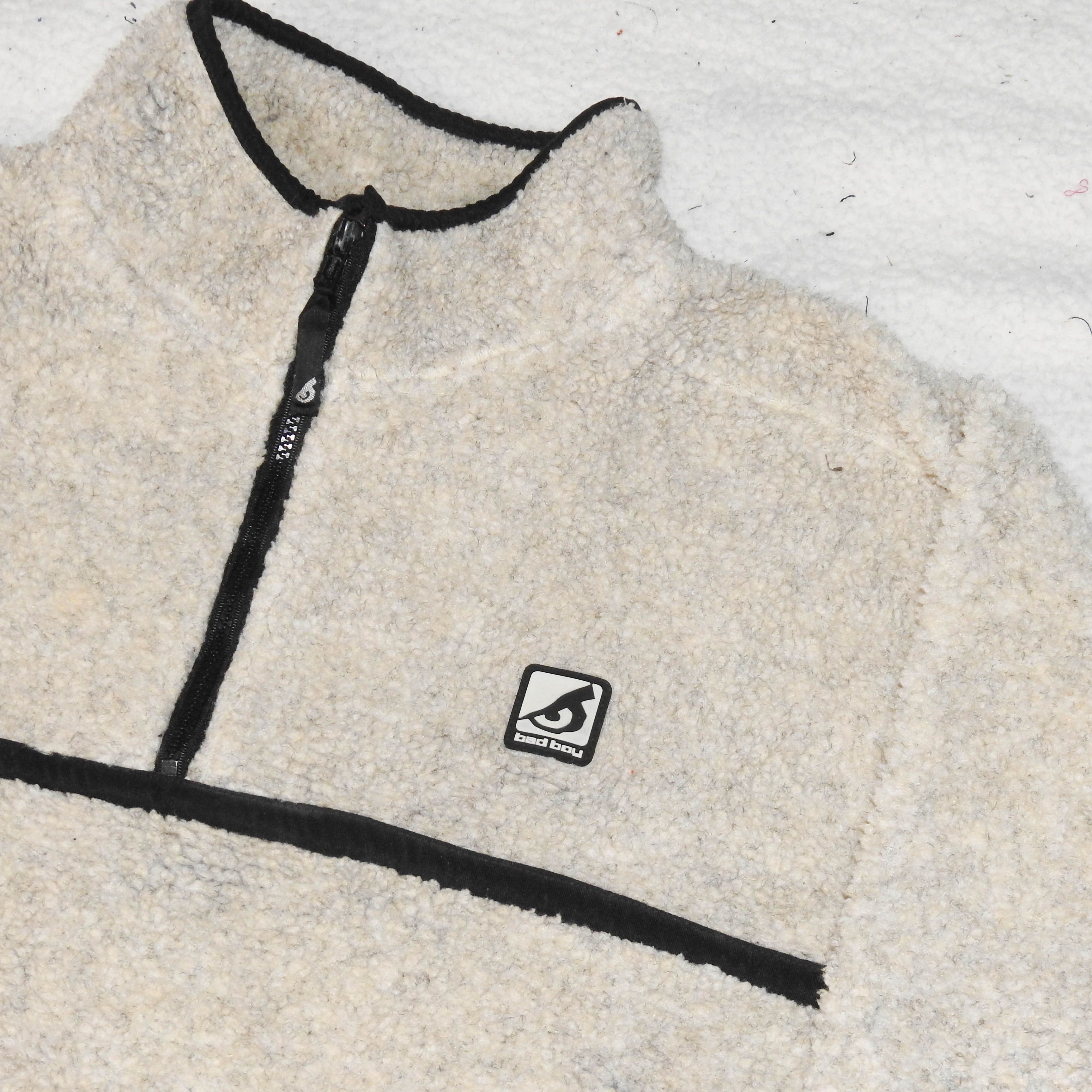 Other Bad Boy Cream Furry Fleece Quarter Zip 2000s Size US L / EU 52-54 / 3 - 2 Thumbnail