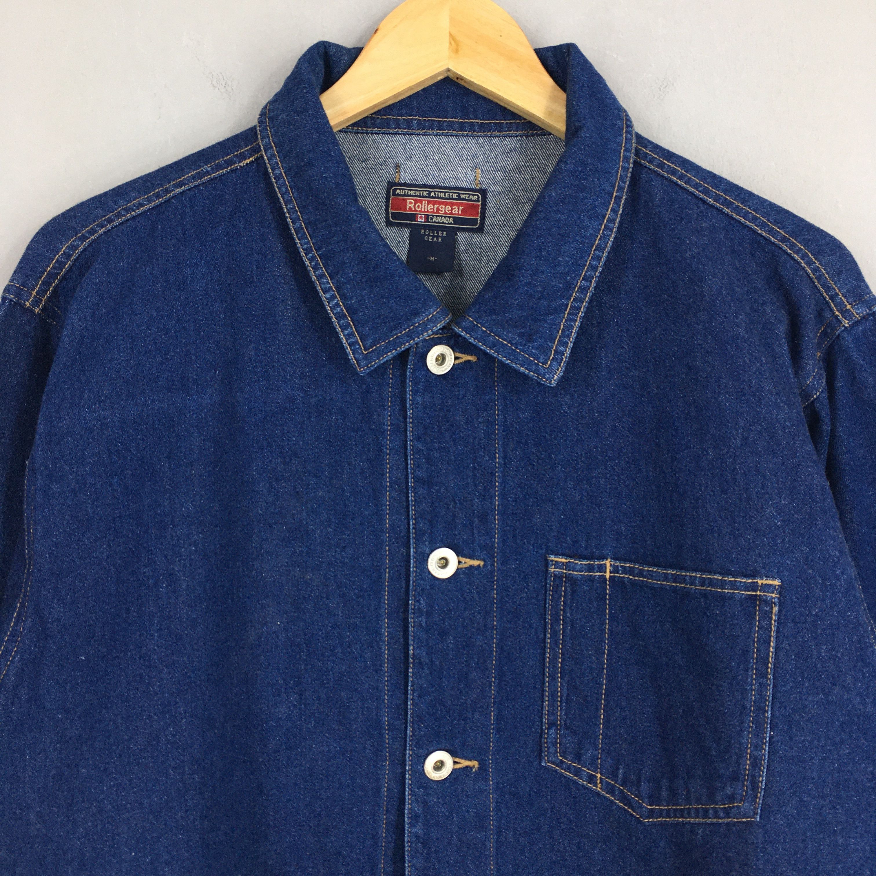 Vintage Vintage Rollergear Denim Workwear Blue Jacket Medium Size US M / EU 48-50 / 2 - 2 Thumbnail