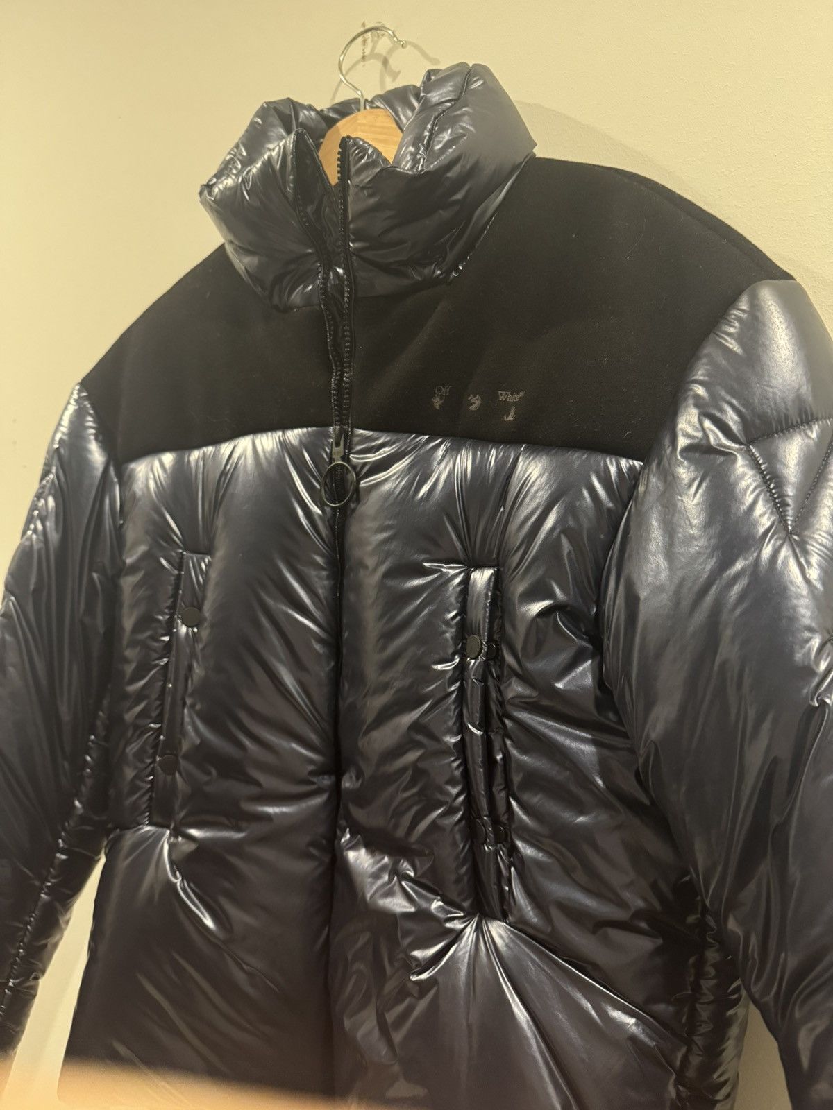 Off-White Off-White Metallic Puffer Jacket - Blue/Silver/Black - Small Size US S / EU 44-46 / 1 - 4 Thumbnail
