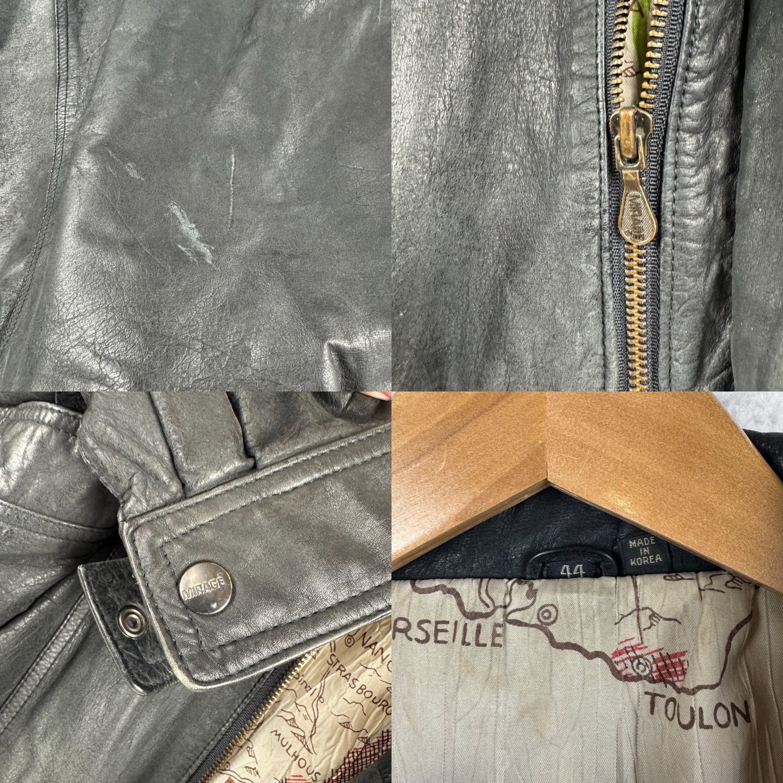 Neiman Marcus VINTAGE Neiman Marcus Mirage Mens 44 Leather Flight Bomber Jacket Black 80s 90s Zip Satin Lining Zipper | 90s 80s | Mens Size US S / EU 44-46 / 1 - 9 Thumbnail