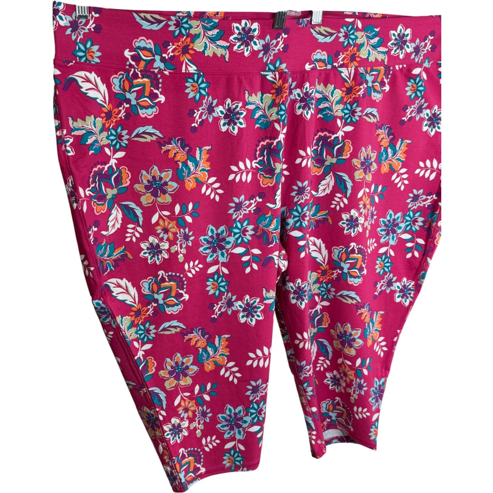 Other Sport Savvy Regular Printed Jersey Capri Pink Floral 5X Size 37" - 4 Thumbnail