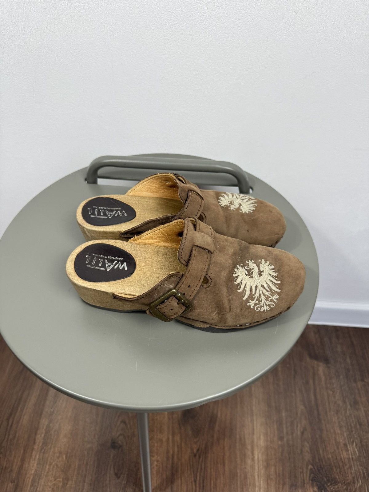 Other WALT Handmade Austrian Leather Wooden Clogs Sandals EU 37 Size US 6 / IT 36 - 3 Thumbnail