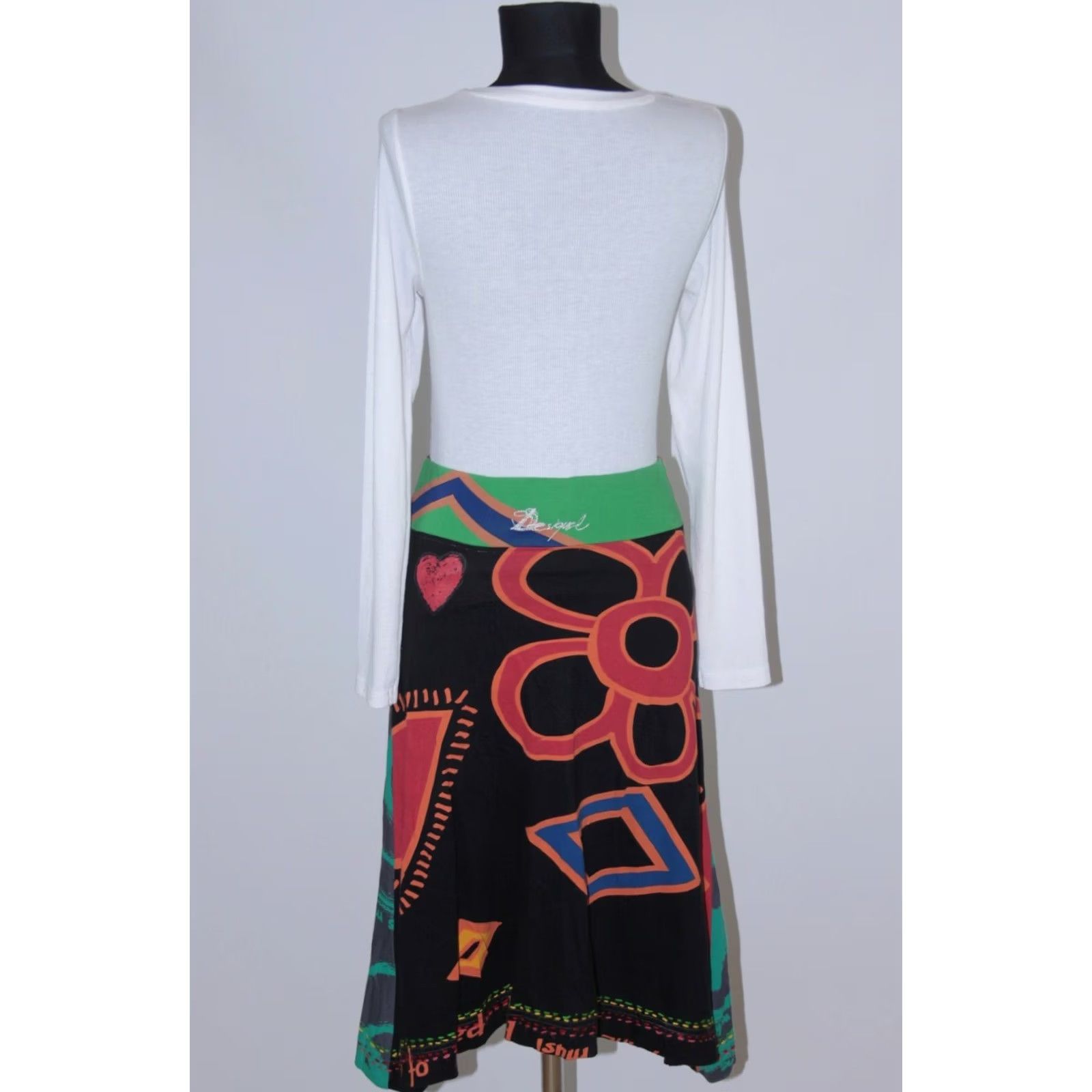 Desigual Desigual Skirt S Womens Midi Cotton Multicoloured Desigual Skirt S Womens Midi Cotton Multicoloured Size 28" / US 6 / IT 42 - 4 Thumbnail