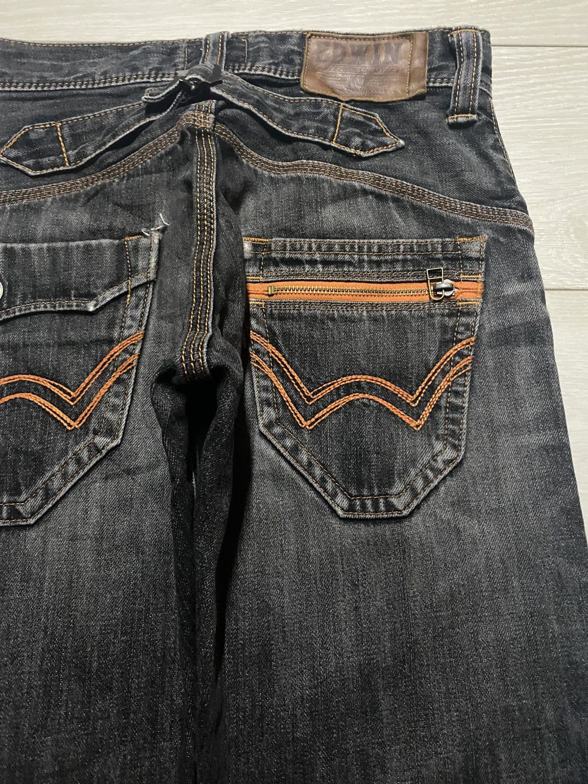 Edwin Japanese Edwin Xv Black Denim Buckle Back Loose Jeans Size US 30 / EU 46 - 10 Thumbnail