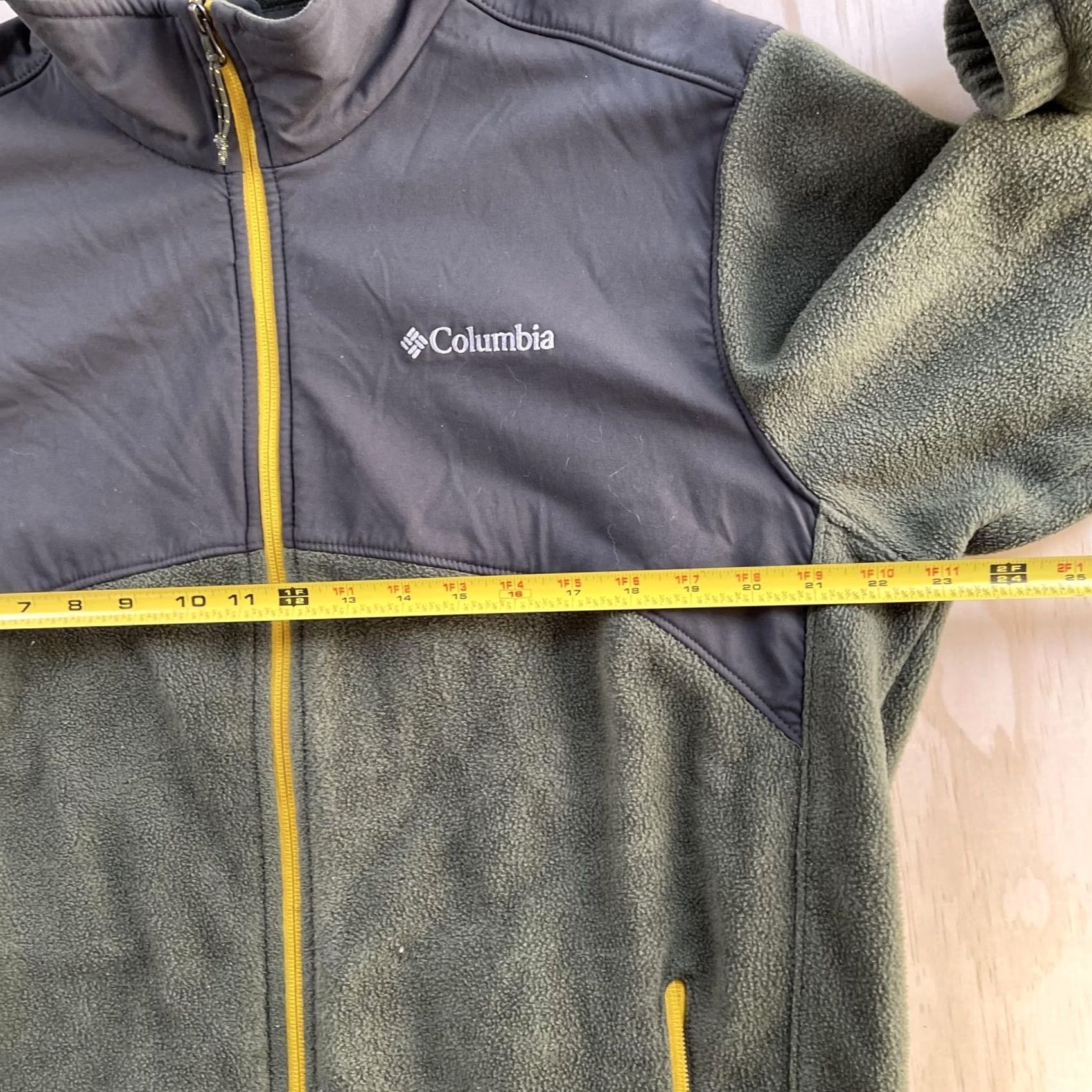 YOKE Columbia Jacket Mens Large Green Fleece Full Zip Nylon Yoke Outdoor Hiking Coat Size US L / EU 52-54 / 3 - 7 Thumbnail