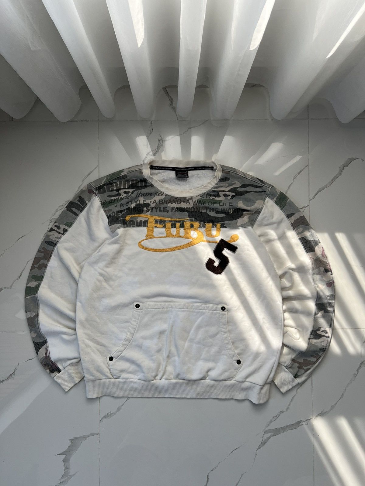 Fubu × Vintage 90's FUBU RARE CAMO 5 RETRO CREWNECK Y2K AVANT-GARDE Size US XL / EU 56 / 4 - 1 Thumbnail
