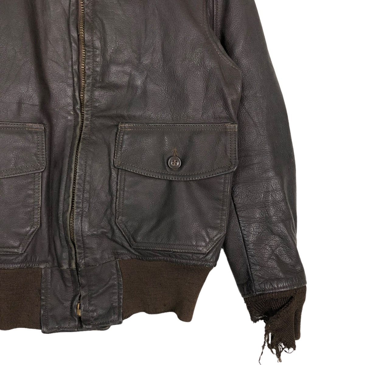 Vintage 🔥VINTAGE LEATHER USN US JACKET FLY MAN BRILL BROS INC USA Size US M / EU 48-50 / 2 - 7 Thumbnail