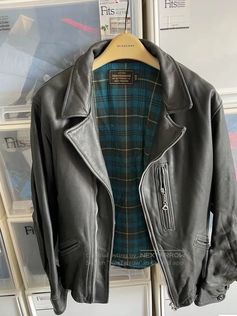 Neighborhood Neighborhood Black Leather Biker Jacket, L Size Size US L / EU 52-54 / 3 - 1 Thumbnail