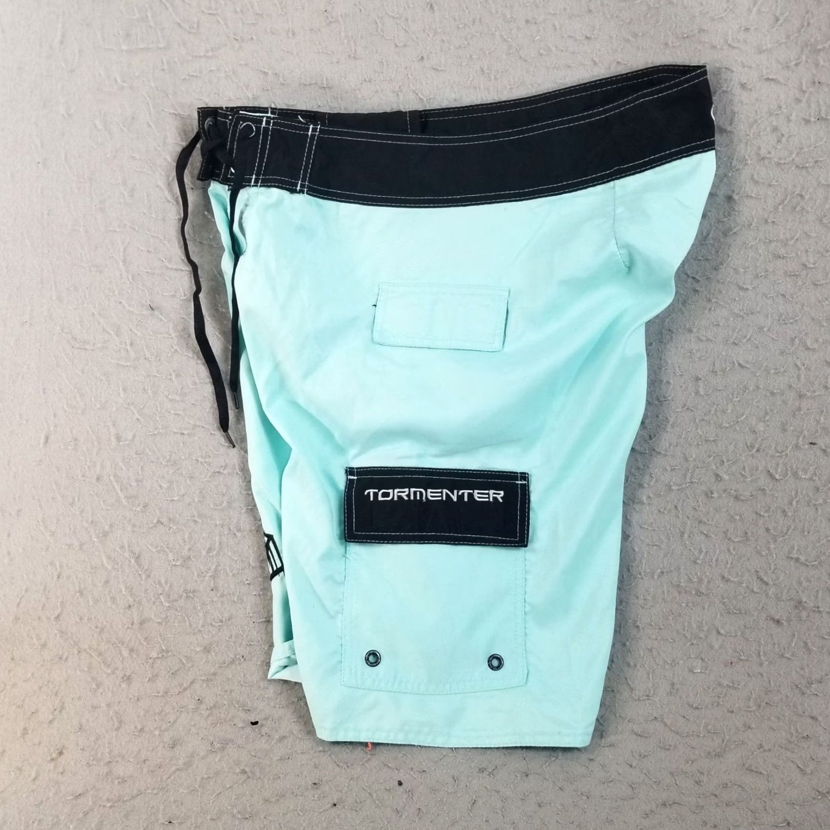 Vintage Tormenter Board Shorts Mens 34 Mint Green Fish Skeleton Cargo Pocket Swim Trunks Size US 34 / EU 50 - 3 Thumbnail