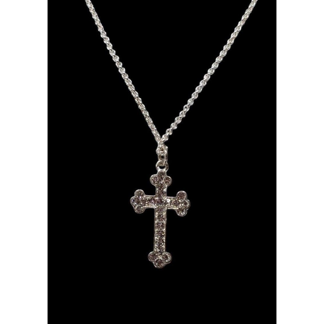 Other Sparkly Rhinestone Cross Pendant On Silver Tone Chain Size ONE SIZE - 2 Thumbnail
