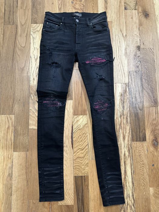 Amiri Amiri MX1 Pink Black Denim Jeans Size 28 | Grailed