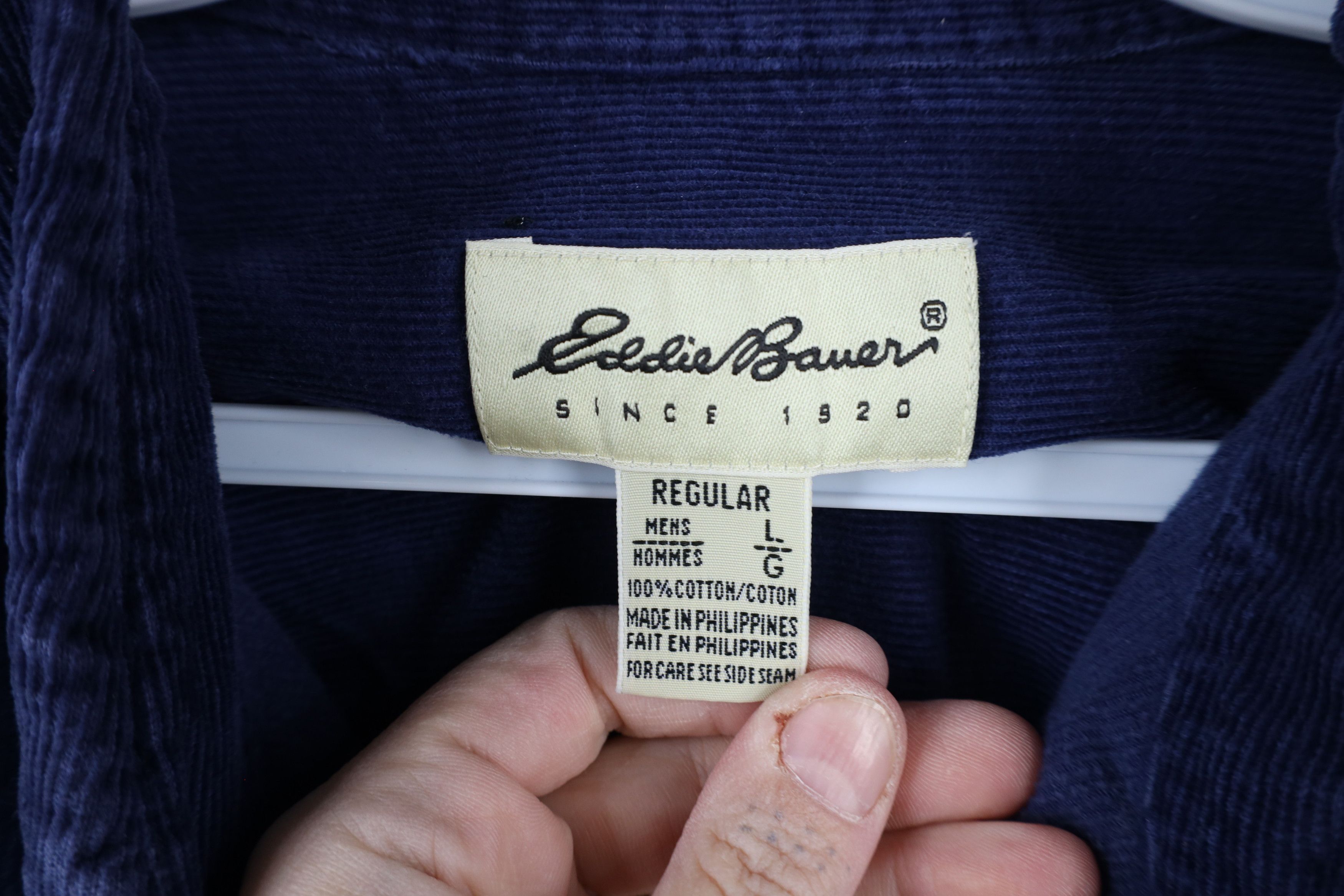 Eddie Bauer × Vintage Vintage 90s Eddie Bauer Collared Button Down Shirt Blue Size US L / EU 52-54 / 3 - 7 Thumbnail