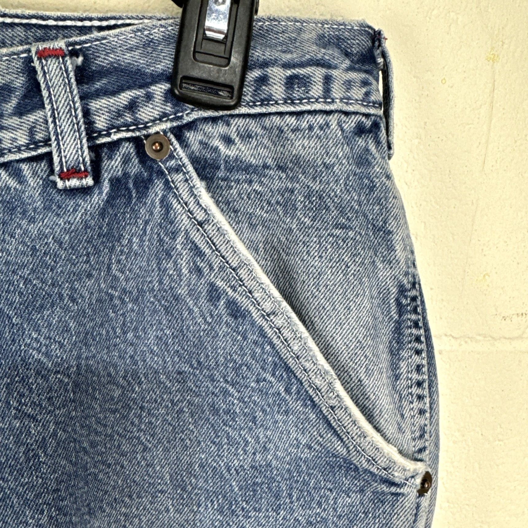 Vintage VINTAGE Cross Colours Crescent Green Wood Wide Leg Jeans 38x34 Medium Blue Denim 90s Mens Baggy Relaxed Hip Hop Logo 5-Pocket Distressed Jacket? Size US 38 / EU 54 - 5 Thumbnail