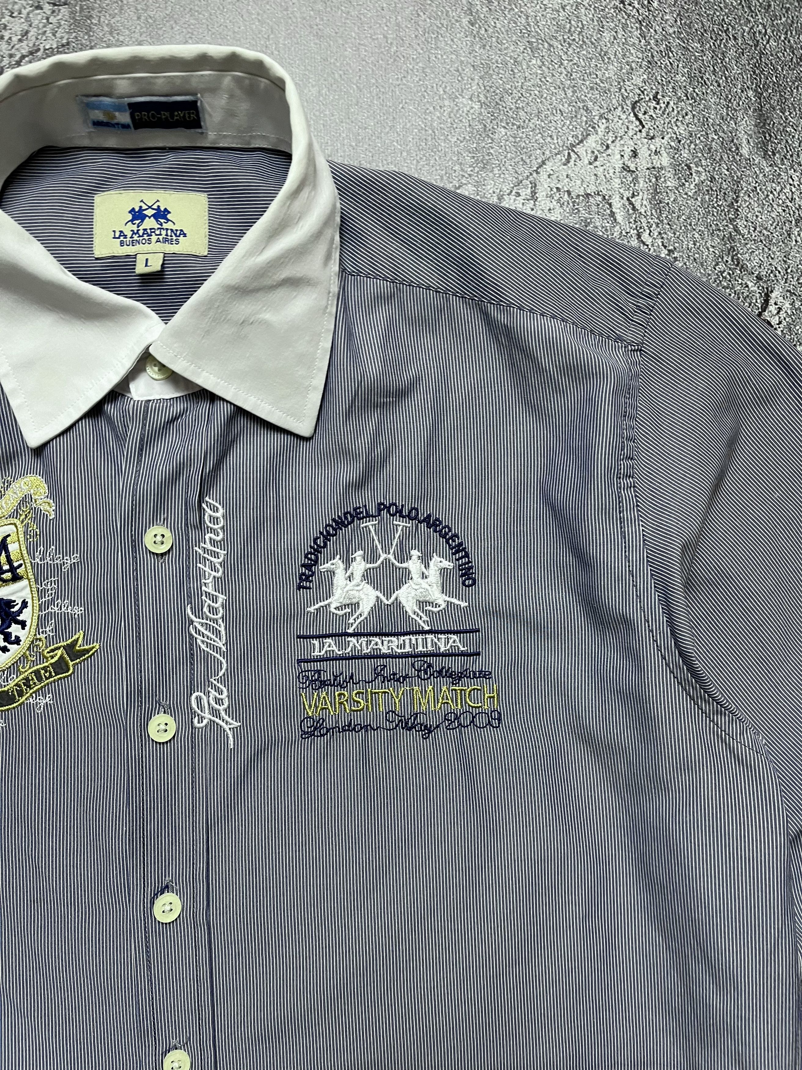 La Martina Vintage Button Up La Martina Big Logo Striped Mens L Size US L / EU 52-54 / 3 - 3 Thumbnail