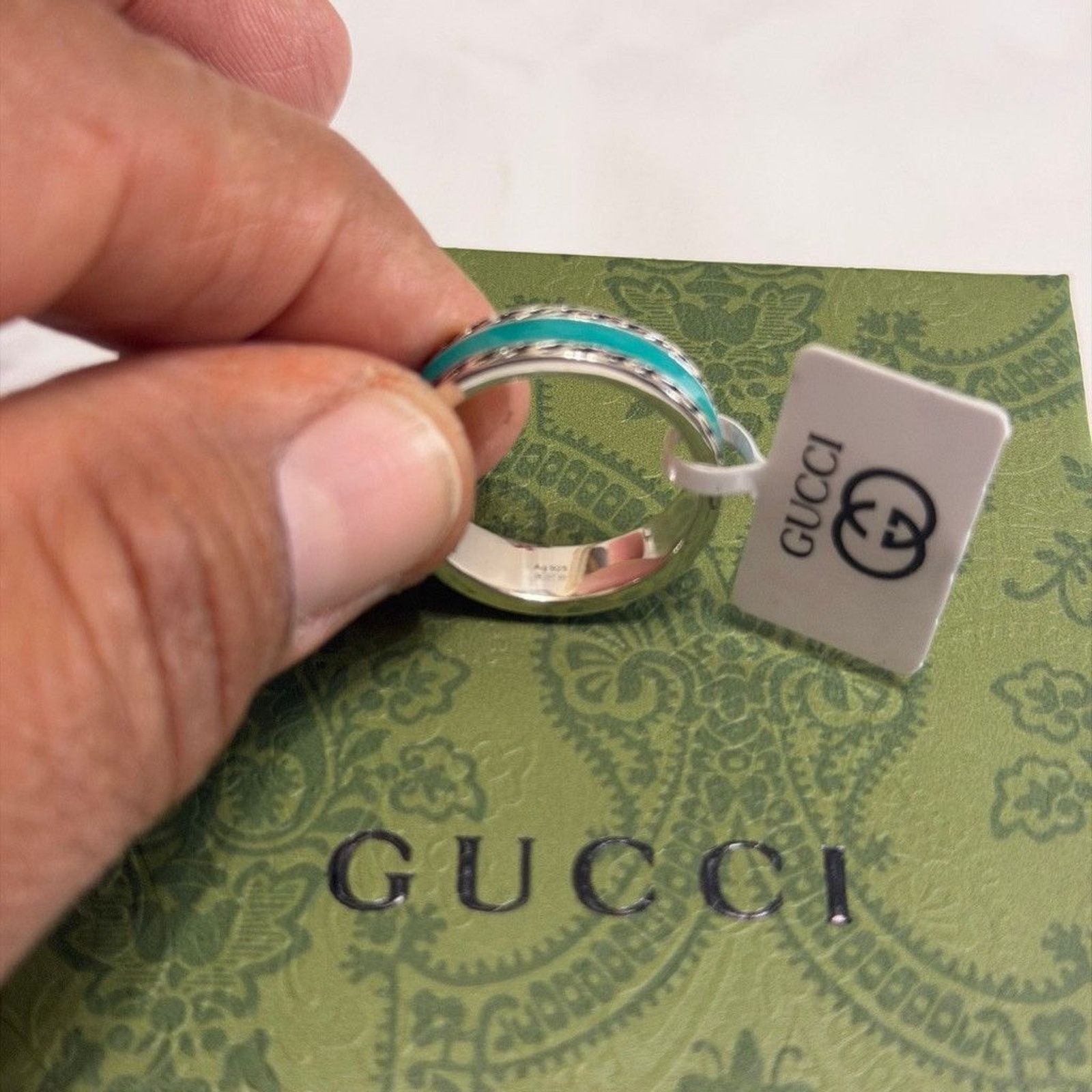 Gucci Gucci Interlocking G Enamel Band Ring - Size 11 Size ONE SIZE - 6 Thumbnail