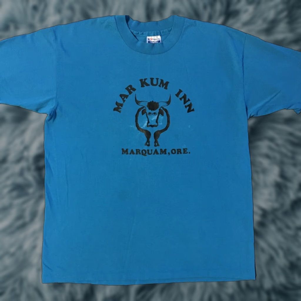 Vintage VINTAGE Markum Inn Bar Faded Shirt L Blue USA 80s 90s Grunge Punk Biker Beer Size US L / EU 52-54 / 3 - 1 Thumbnail