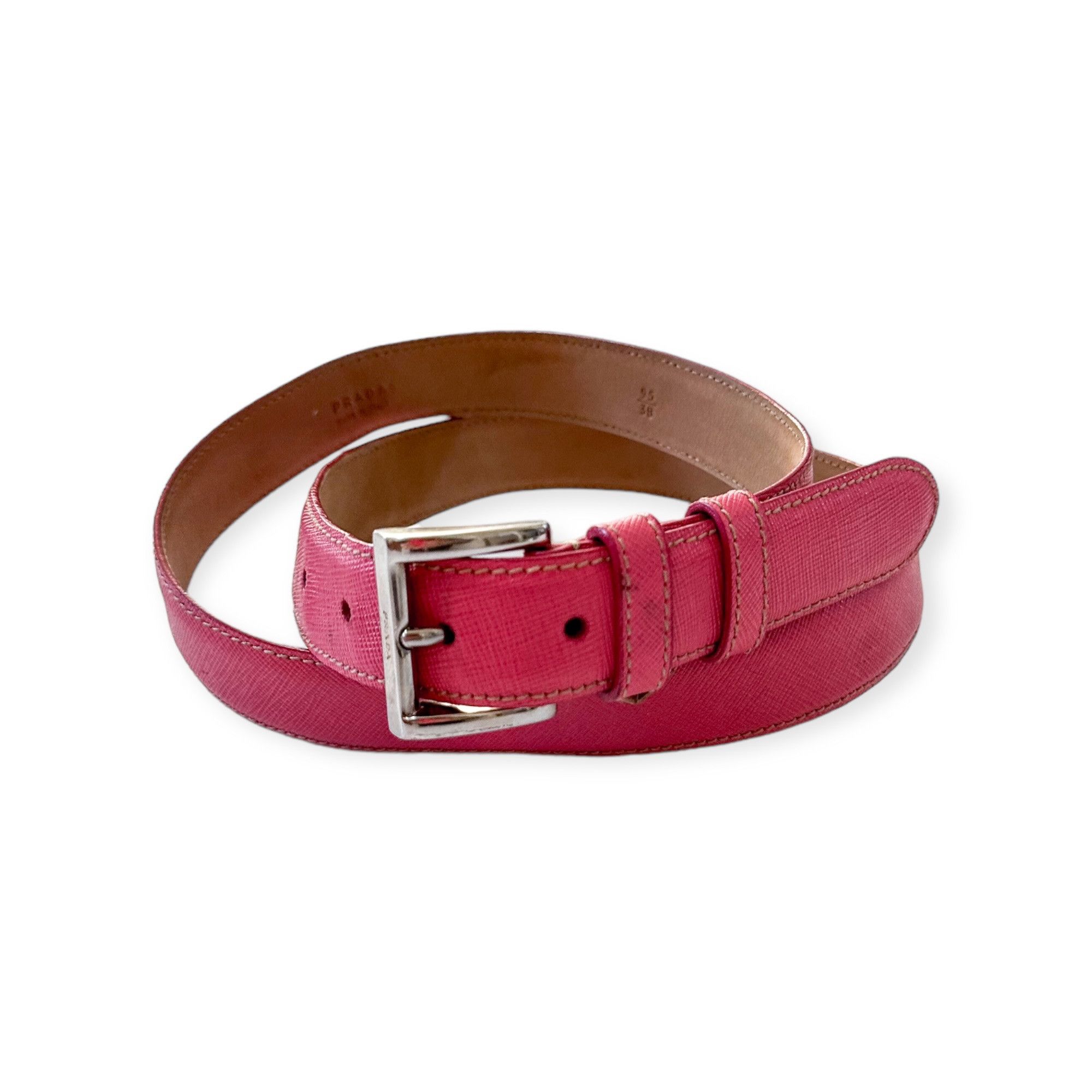 image of Prada Pink Saffiano Leather Belt, Women, Size 95/38, Women's