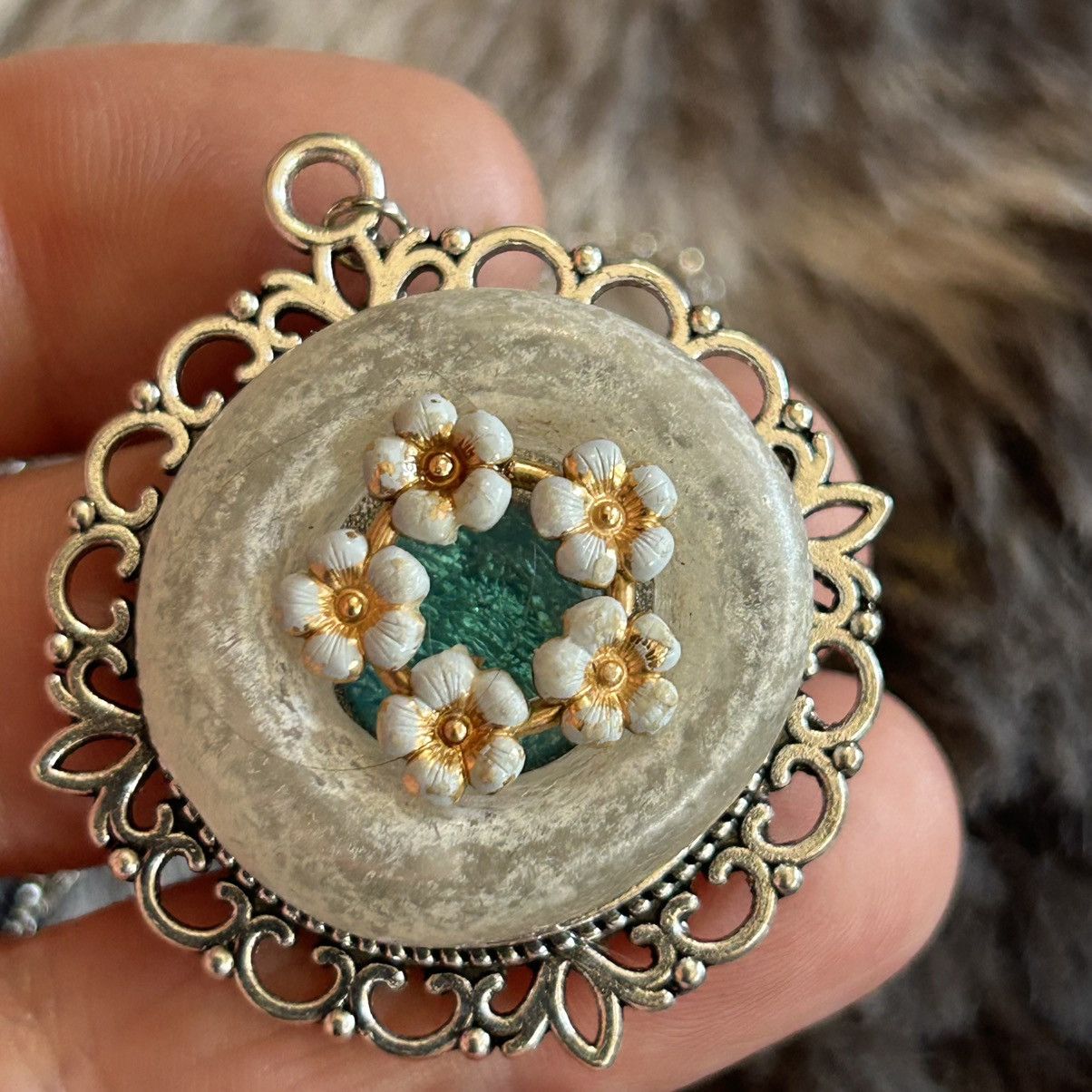 Handmade Handcrafted repurpose shadow box gem pendant necklace Size ONE SIZE - 6 Thumbnail