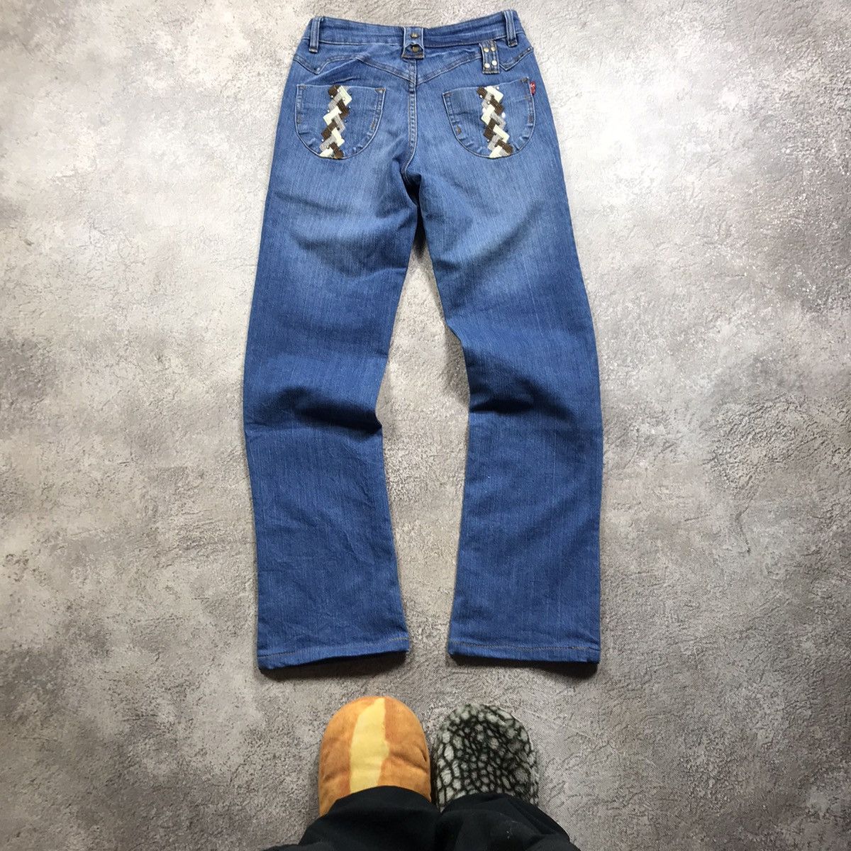 Vintage Vintage 90s Baggy Distressed Wide Leg Jeans Grunge Y2K 27 Size 27" / US 4 / IT 40 - 4 Thumbnail