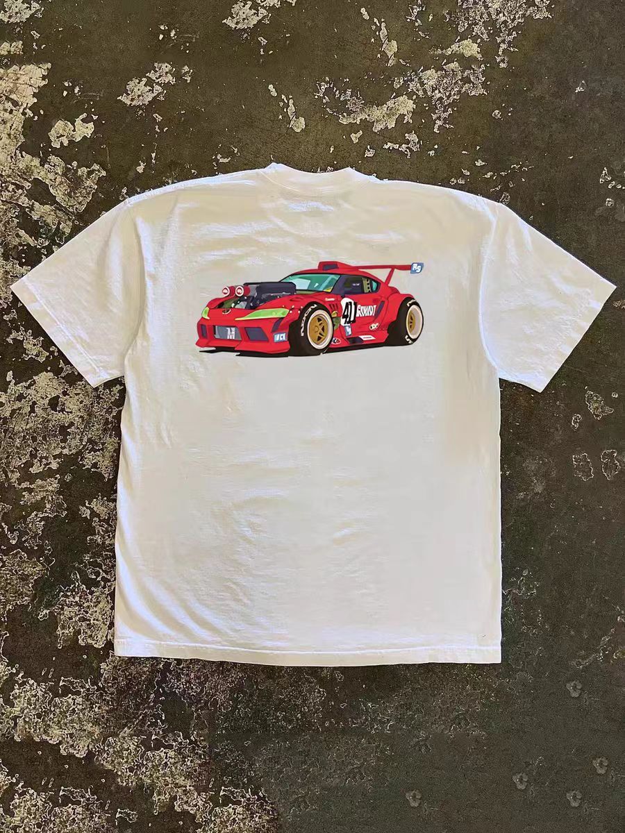 Japanese Brand × Vintage White classic retro racing print t-shirt Size US M / EU 48-50 / 2 - 1 Thumbnail