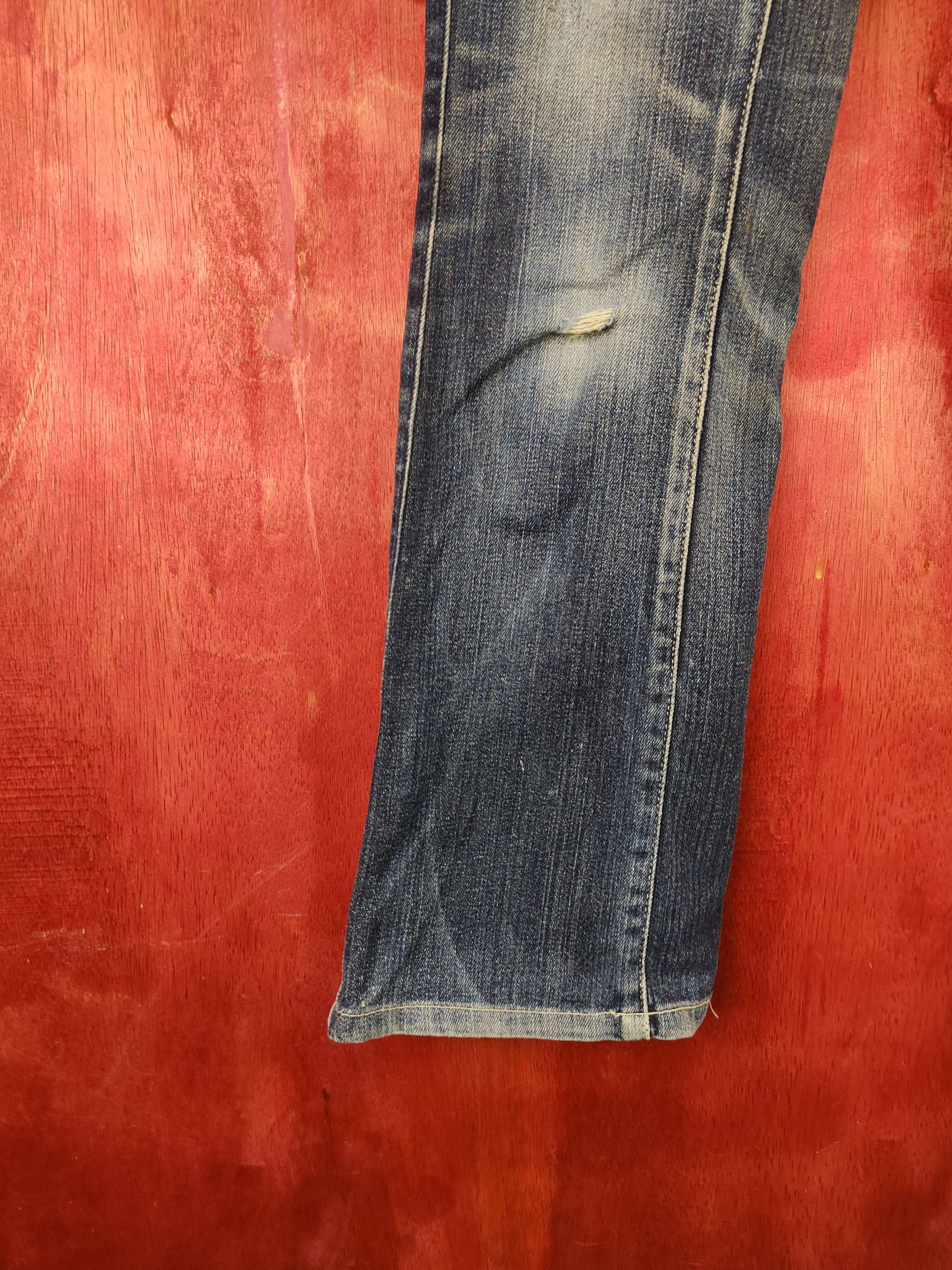 Japanese Brand Something Dark Blue Distressed Ripped Jeans #S2123 Size 28" / US 6 / IT 42 - 4 Thumbnail