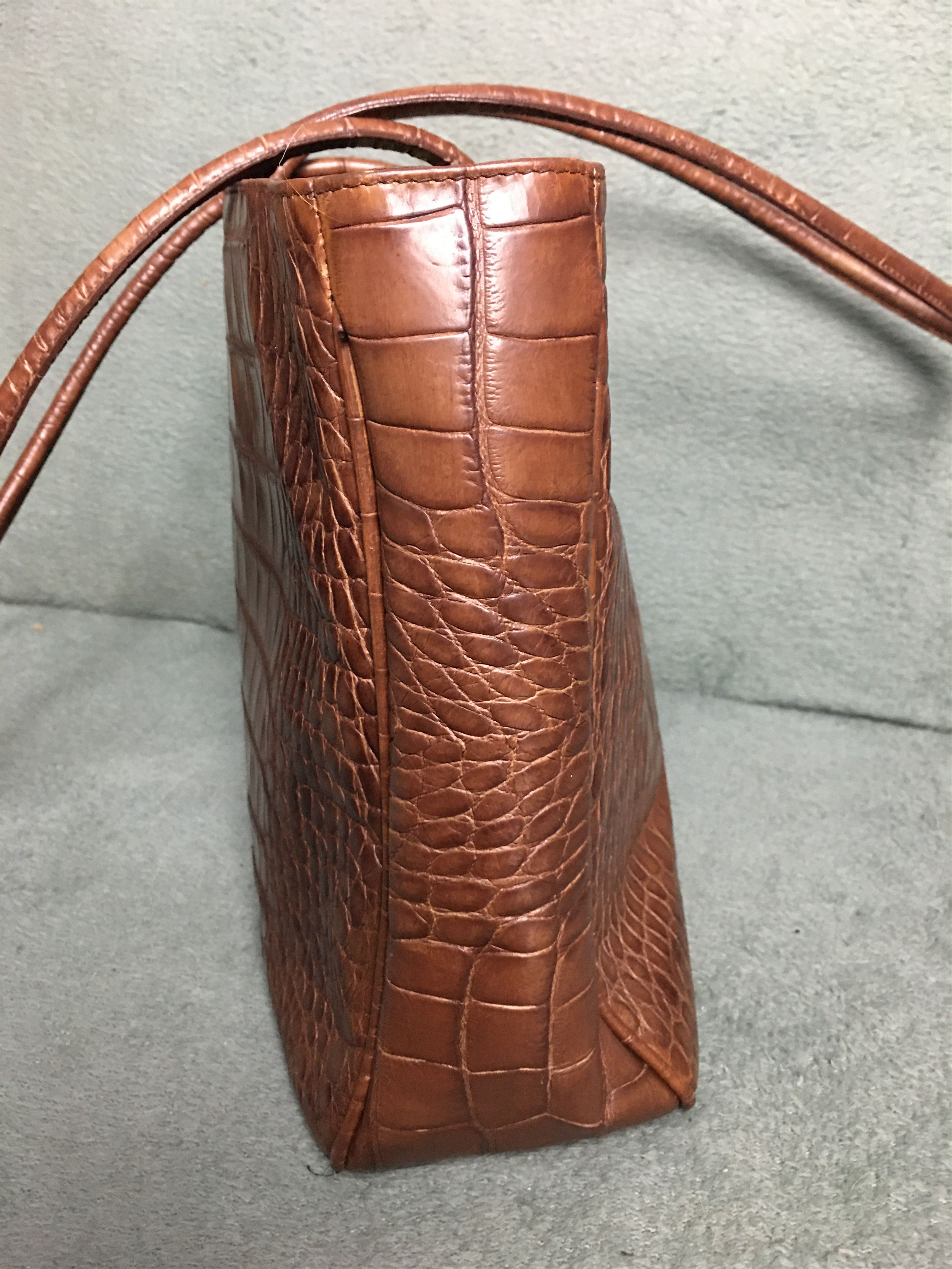 Furla Furla Leather Croco Embossed Brown Tote Bag Size ONE SIZE - 7 Thumbnail
