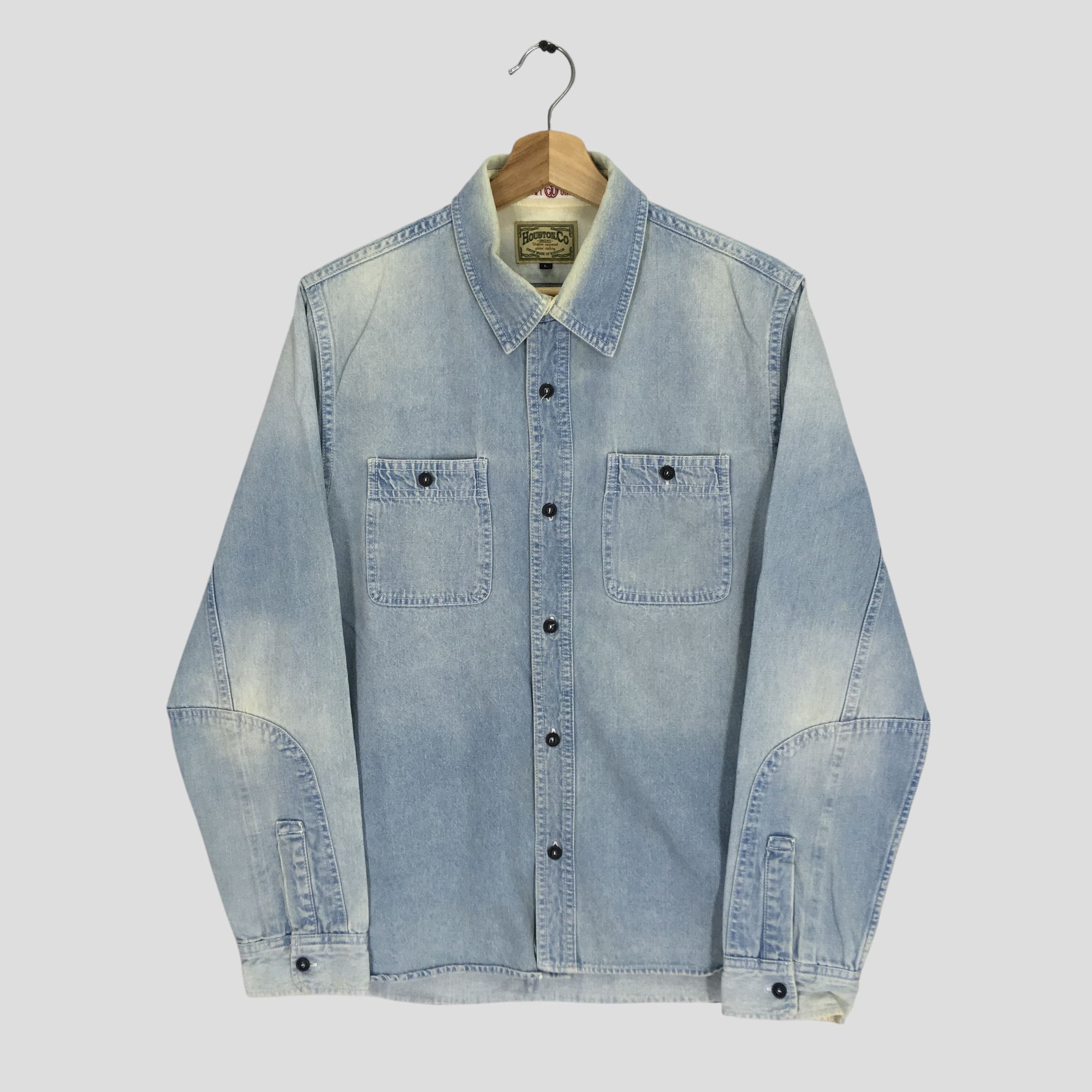 Japanese Brand Vintage Houston Union Made Stone Wash Japan Denim Shirt Size US M / EU 48-50 / 2 - 2 Thumbnail