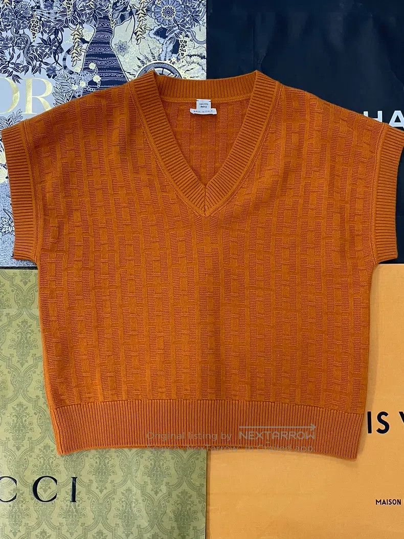 Hermes Hermes Orange H Printed Knit Short Sleeve Size XS / US 0-2 / IT 36-38 - 1 Thumbnail
