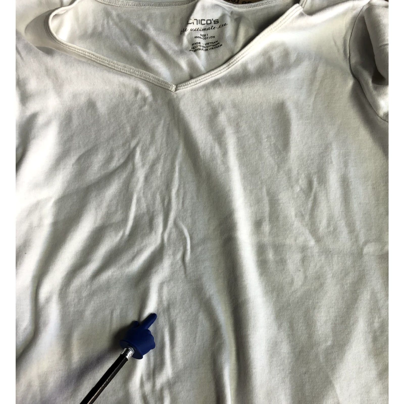 Vintage Chicos The Ultimate Tee White Womens Short Sleeve T-Shirt 100% Cotton Size 1 (Stains) Womens Size 25" / US 0 / IT 36 - 6 Thumbnail