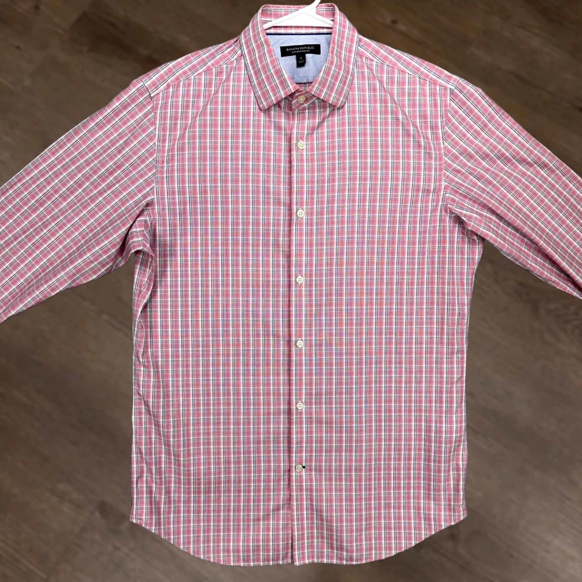 Banana Republic Banana Republic Button-Up Shirt Mens Medium Red Blue Plaid Long Sleeve Slim Fit Shirt Size US M / EU 48-50 / 2 - 1 Thumbnail