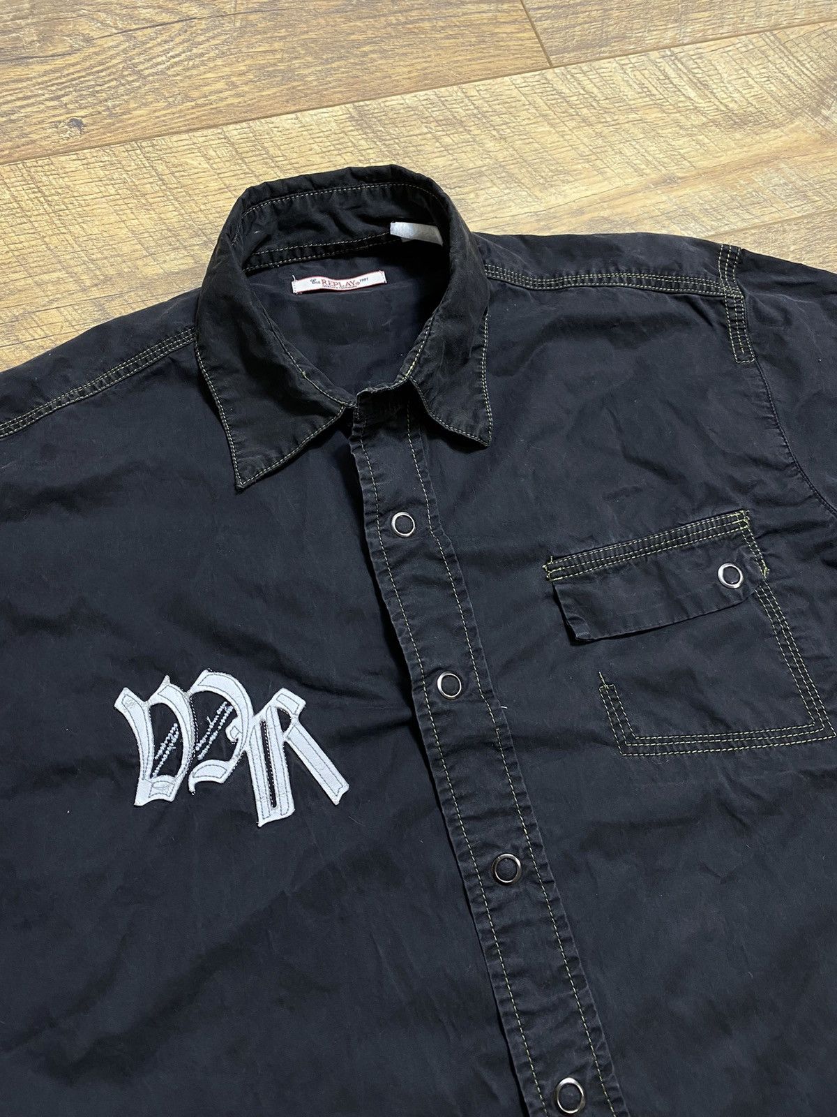 Other Vintage Replay Black Utility Shirt with Embroidery Size US L / EU 52-54 / 3 - 3 Thumbnail