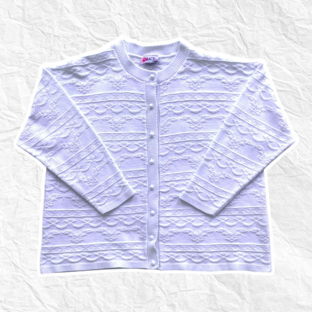Vintage Grace white grandma core vintage cardigan Size L / US 10 / IT 46 - 1 Preview
