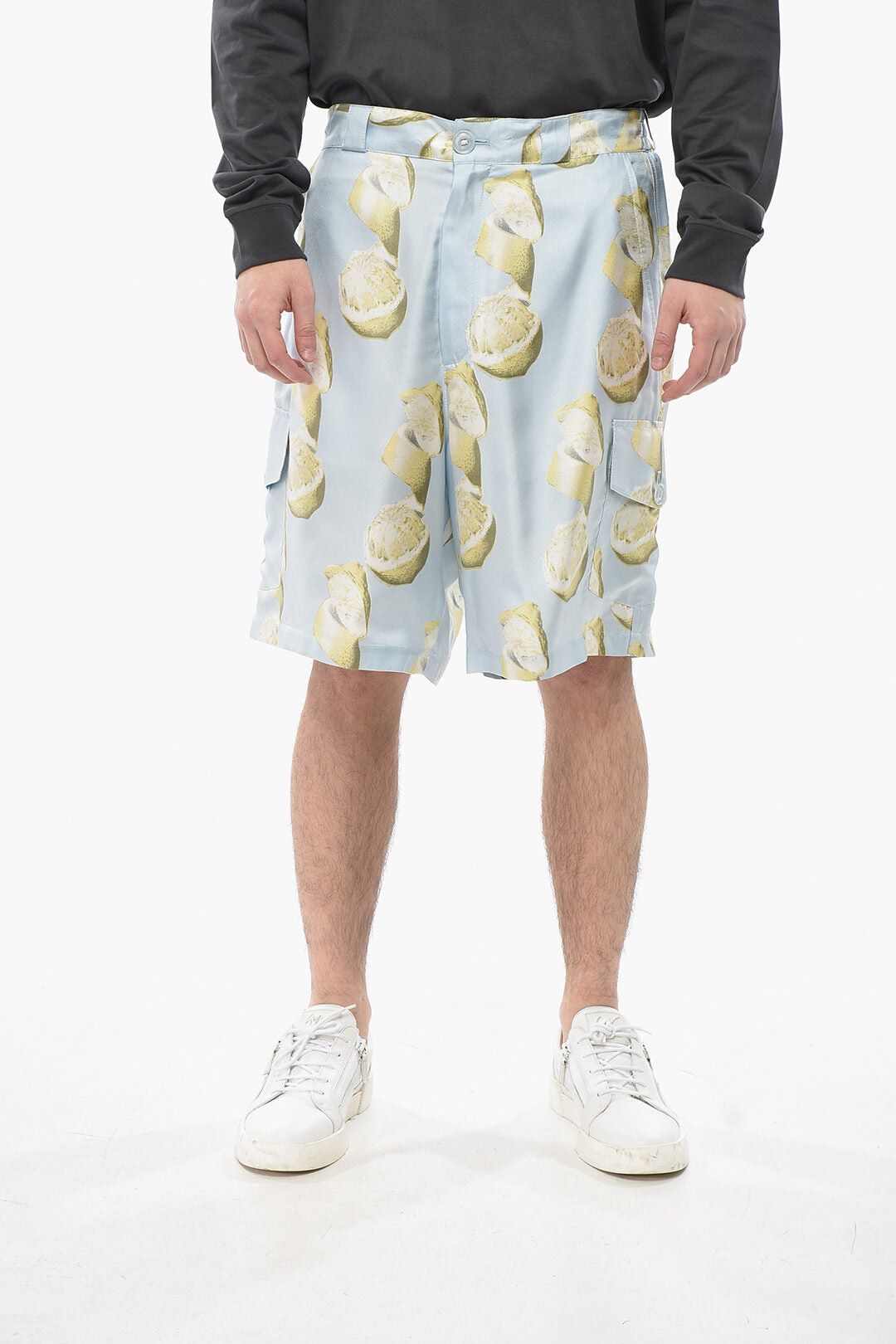 Givenchy Silk-Satin Cargo Shorts LEMON Size US 33 - 1 Thumbnail