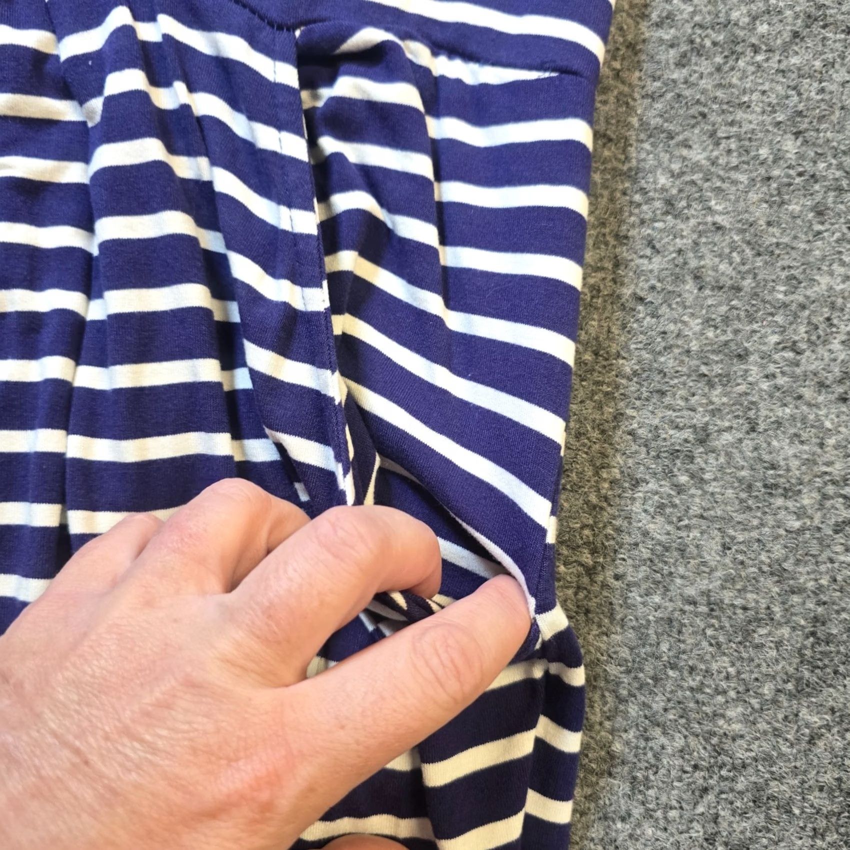 Vintage Joules Dress Womesn 12 Blue White Striped Maxi Stretchy Pockets Casual Capsule Size XL / US 12-14 / IT 48-50 - 6 Thumbnail