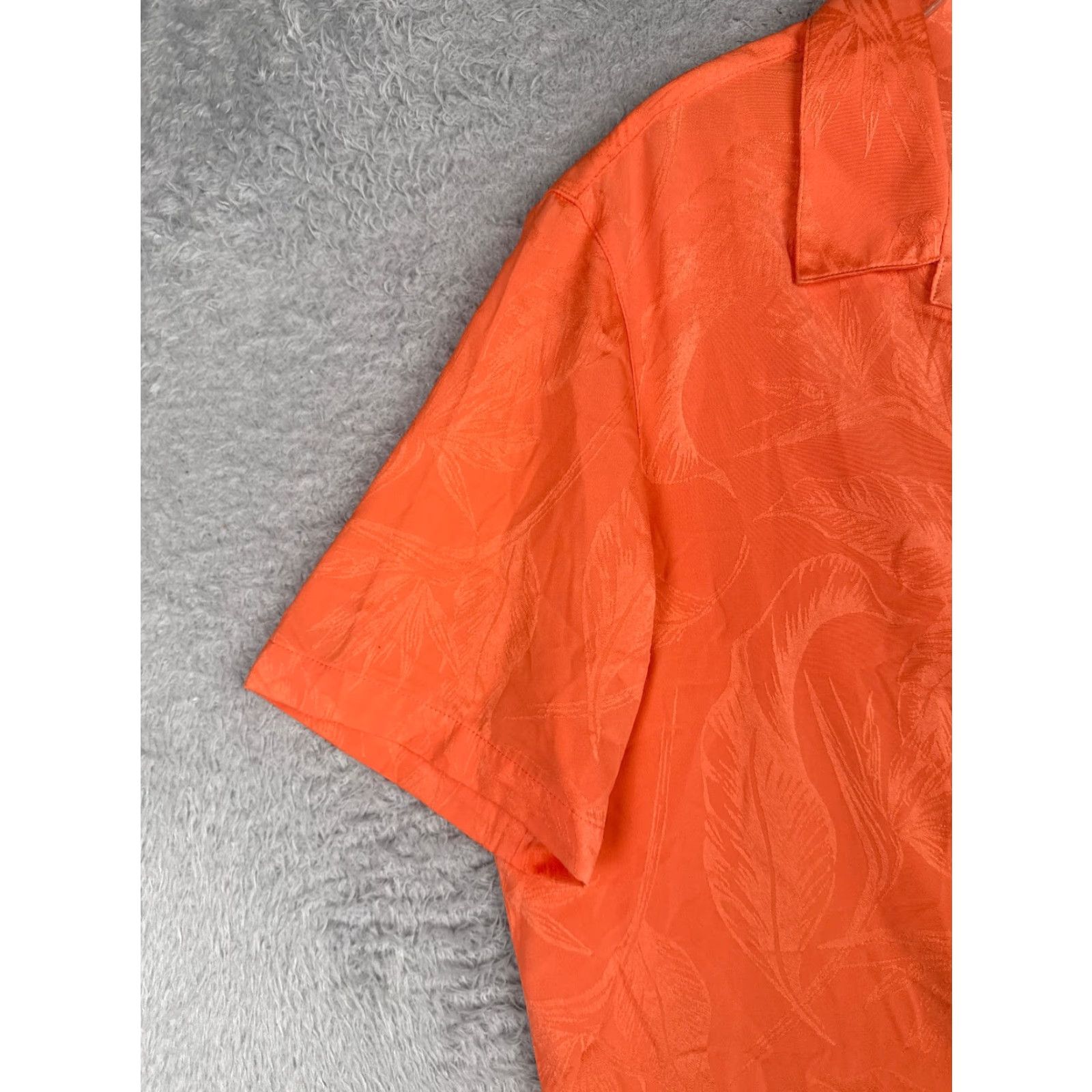 George George Shirt Men Large Orange Floral Embroidered Button Up Hawaiian Polyester Size US L / EU 52-54 / 3 - 3 Thumbnail