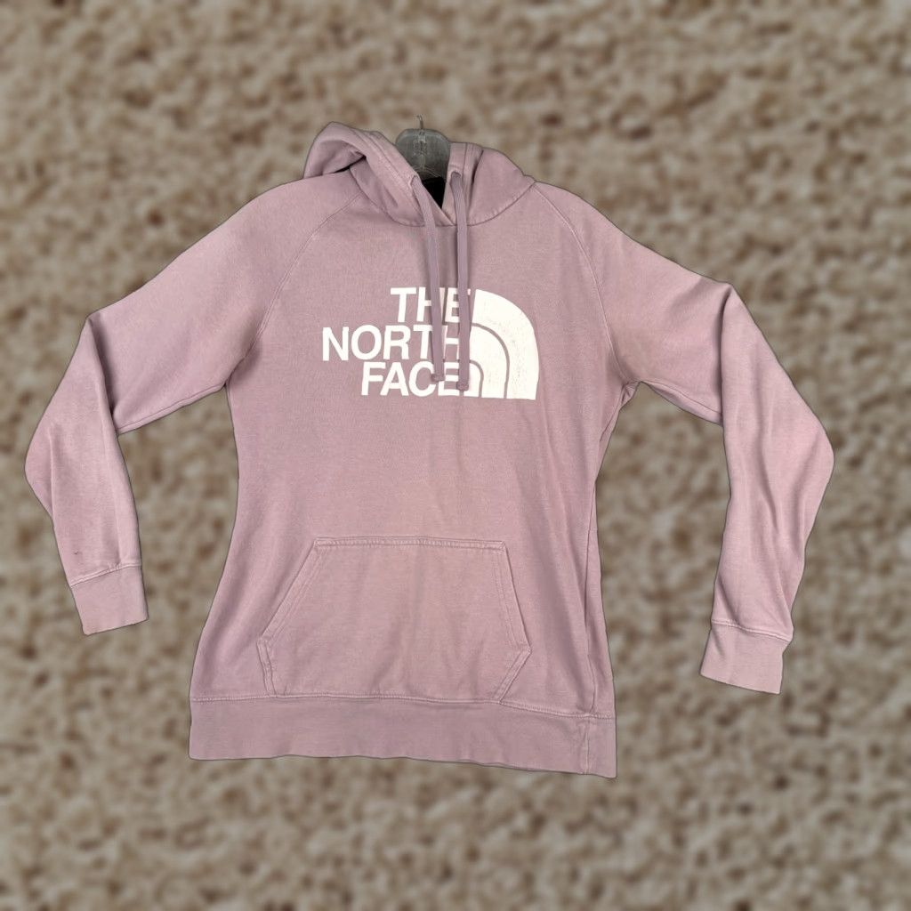 The North Face The North Face Hoodie Womens Small Pink White Pullover Cotton Blend Sweatshirt Crew Neck Regular Fit Logo Pockets Size S / US 4 / IT 40 - 1 Thumbnail