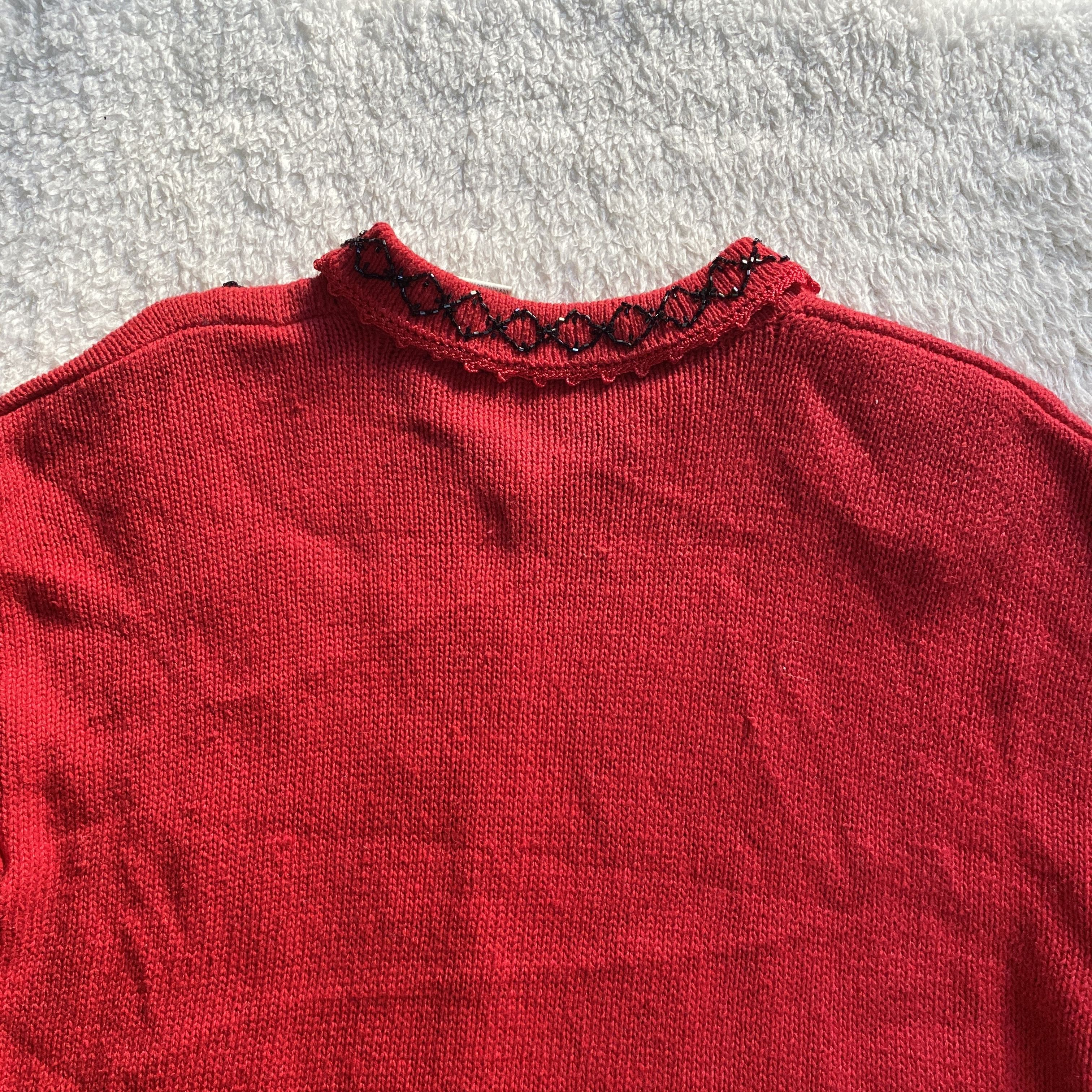 Other Vintage Jaclyn Smith Red Beaded Sweater Size S / US 4 / IT 40 - 16 Thumbnail