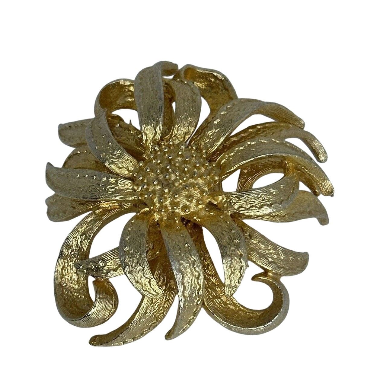 Vintage Gold Tone Flower Sunburst 2” Brooch Pin Atomic Vintage Size ONE SIZE - 7 Thumbnail