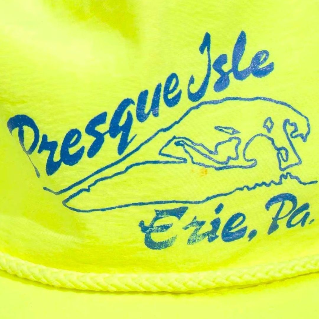 Vintage VINTAGE Presque Isle Lake Erie Pennsylvania Adjustable Snapback Trucker Hat Neon Yellow Size ONE SIZE - 2 Thumbnail