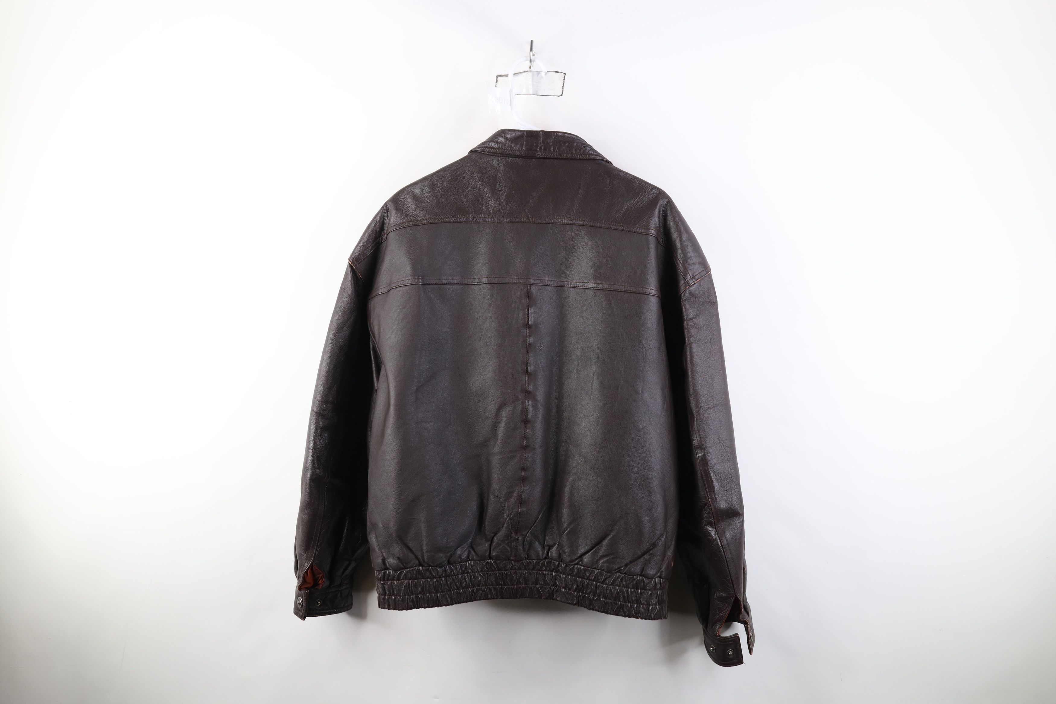 Vintage Vintage 90s Streetwear Leather Flight Bomber Jacket Brown Size US XL / EU 56 / 4 - 13 Thumbnail