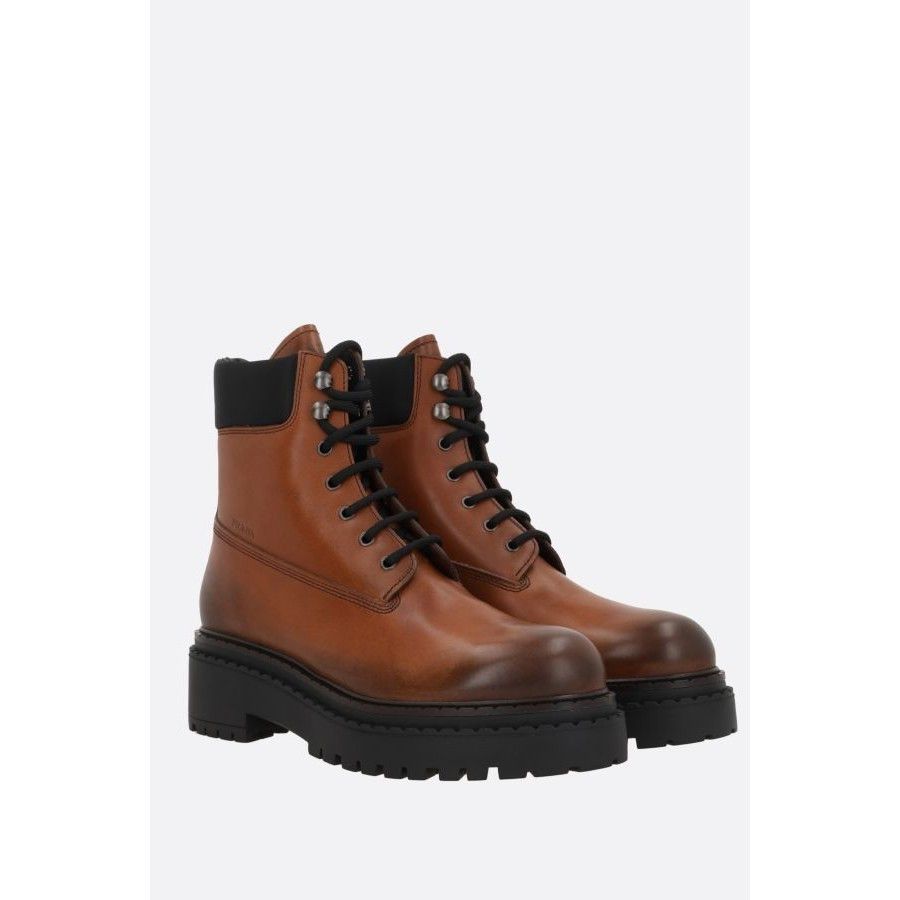 Prada PRADA Brown Vintage Leather Combat Boots New And Authentic ( Size US 6 / IT 36 - 2 Thumbnail